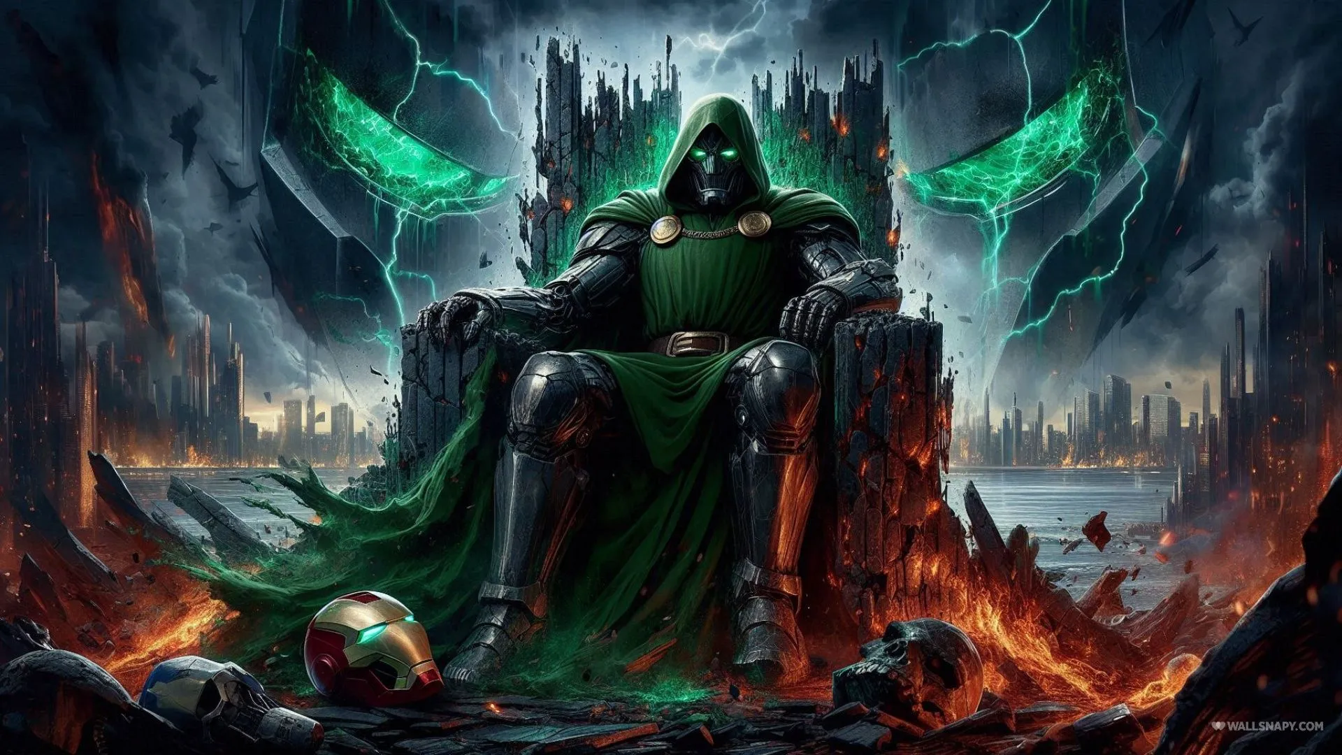 Doctor doom epic throne cinematic 4k pc wallpaper
