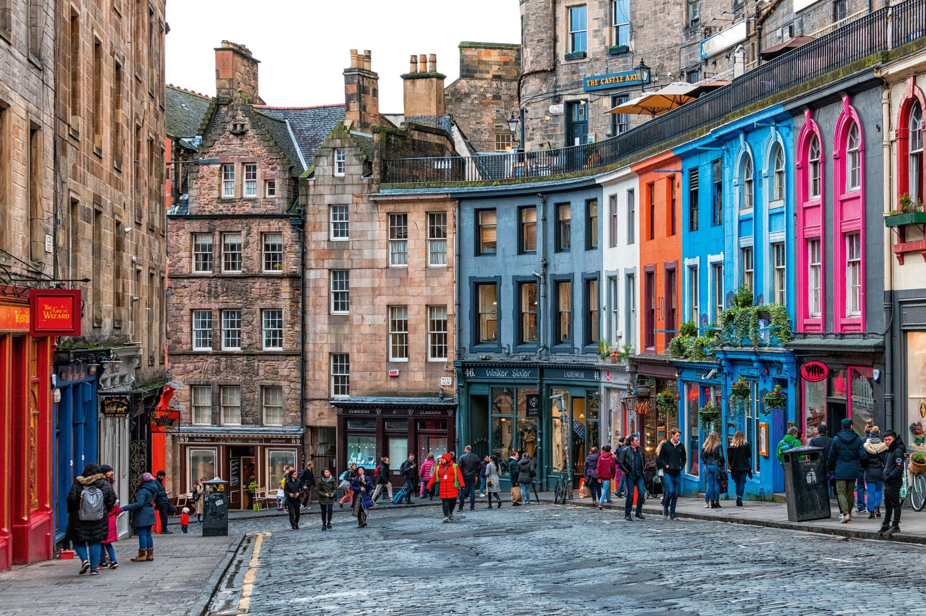 Download Colorful_ Victoria_ Street_ Edinburgh Wallpaper