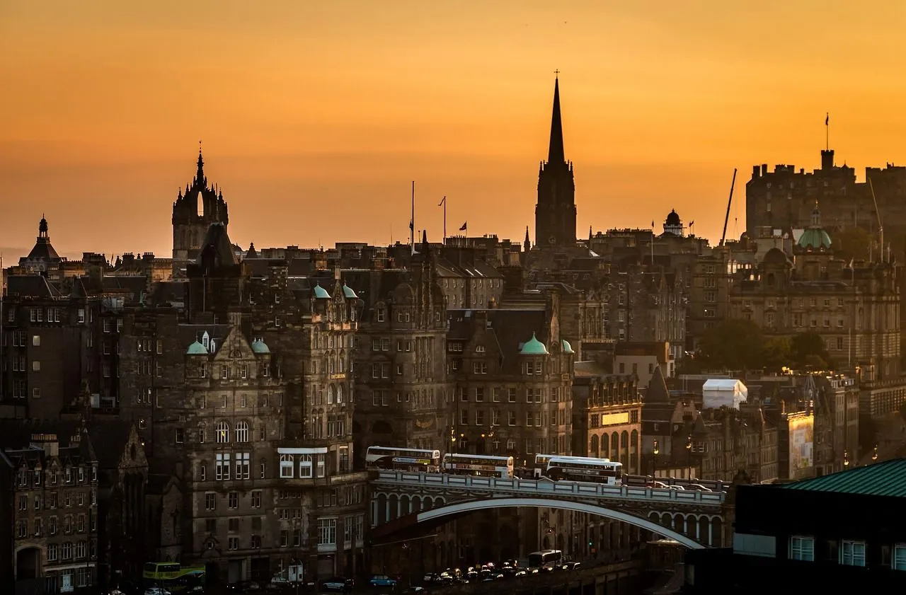 Edinburgh Scotland Sunset View Of