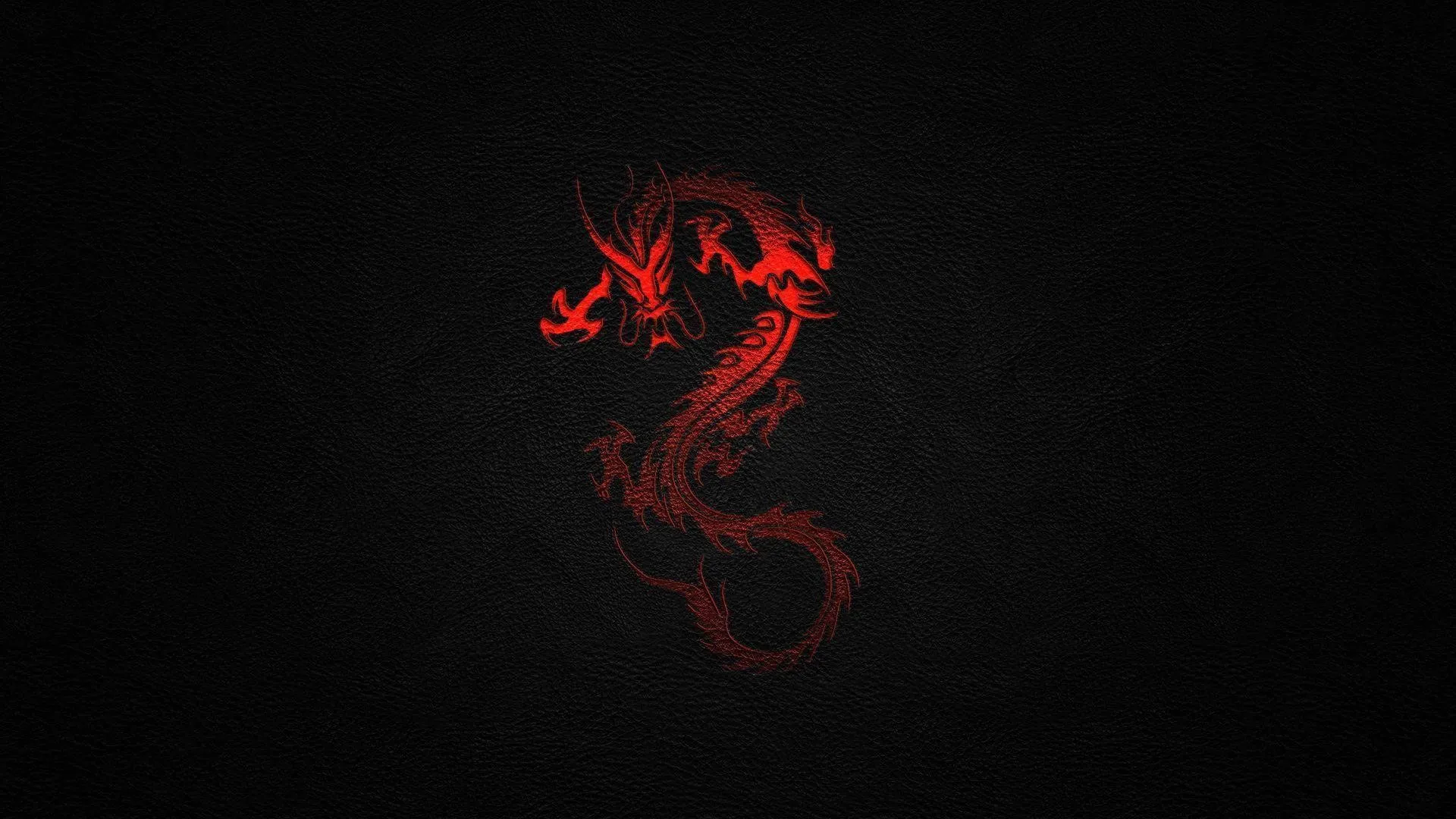 Download Japanese Dragon Art On Black Leather Wallpaper