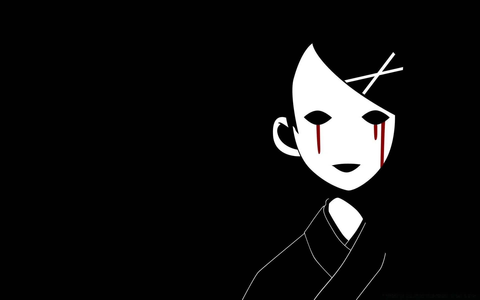Stylized minimalistic portrait of a man in Japanese style