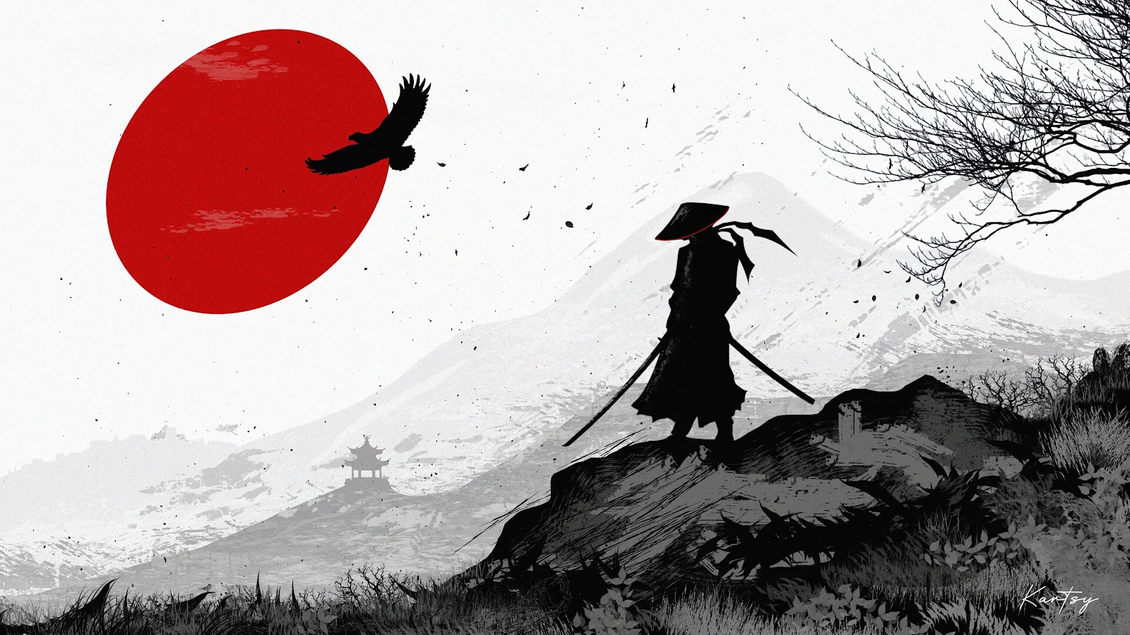 Samurai, Japanese, Warrior, Art 4K Desktop Wallpaper