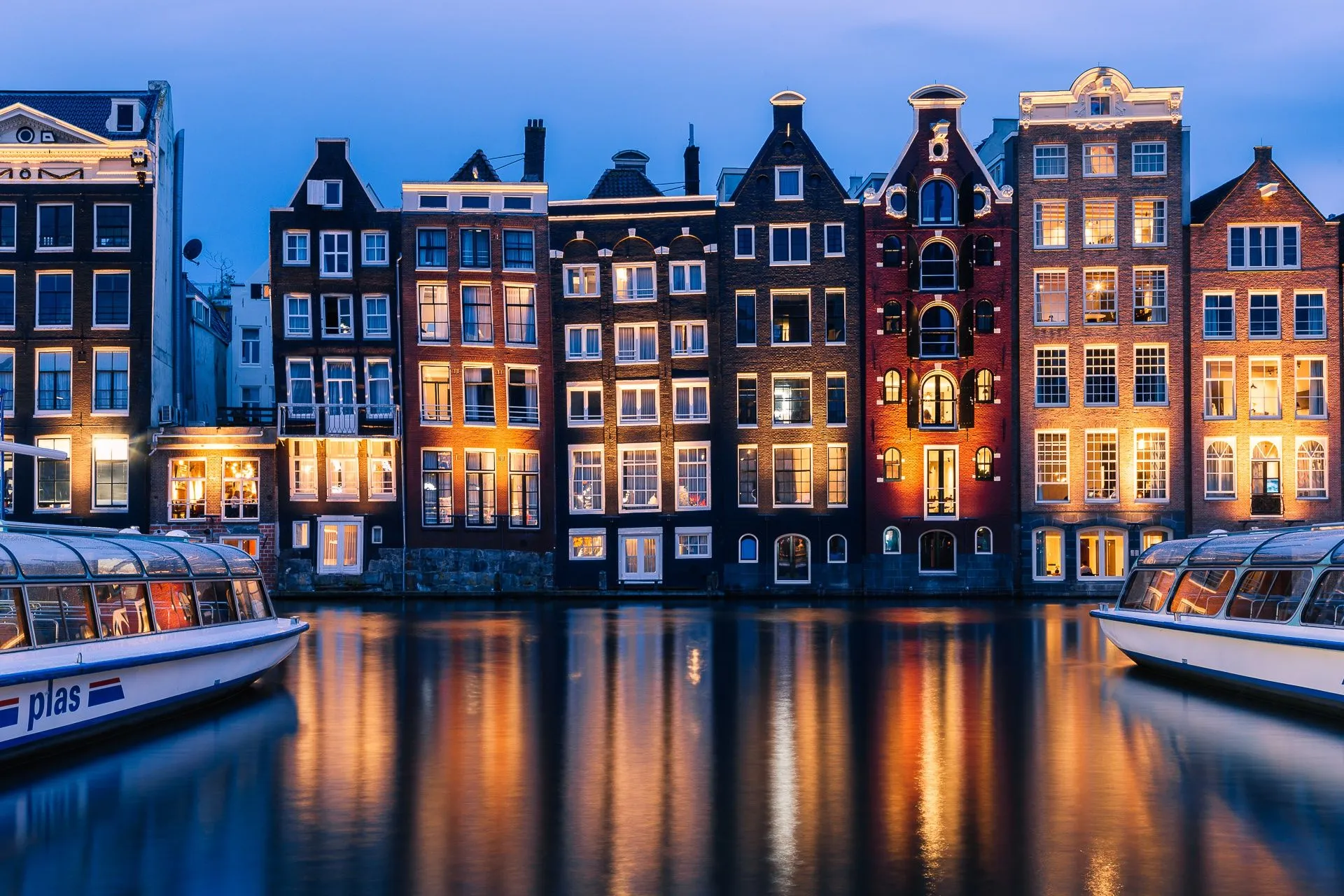 Wallpaper the city, home, the evening, lighting, Amsterdam, channel, Netherlands, Holland for mobile and desktop, section город, resolution 1920x1280