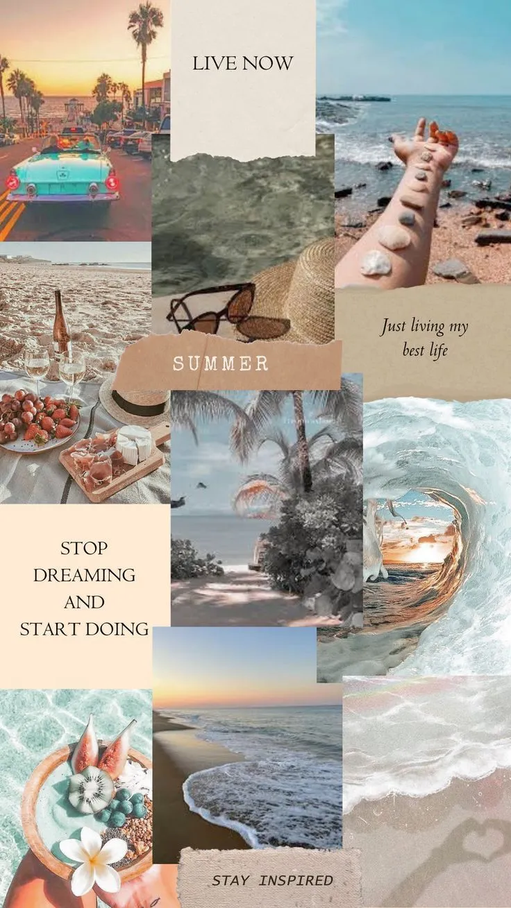Summer collage aesthetic wallpaper