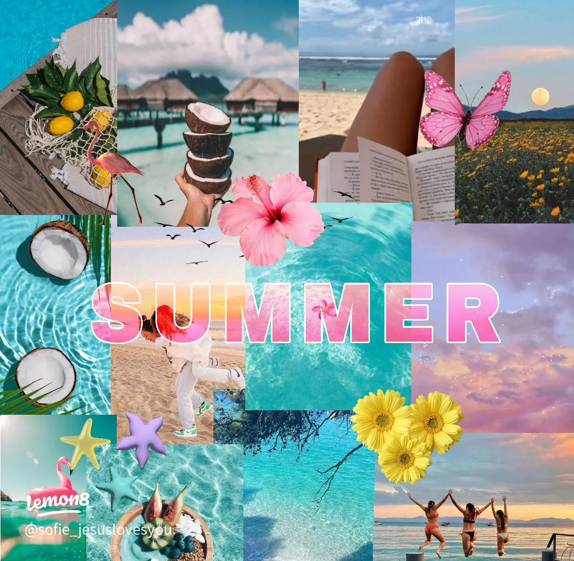 Aesthetic Summer Collage: Tropical Beach & Lemon Inspo