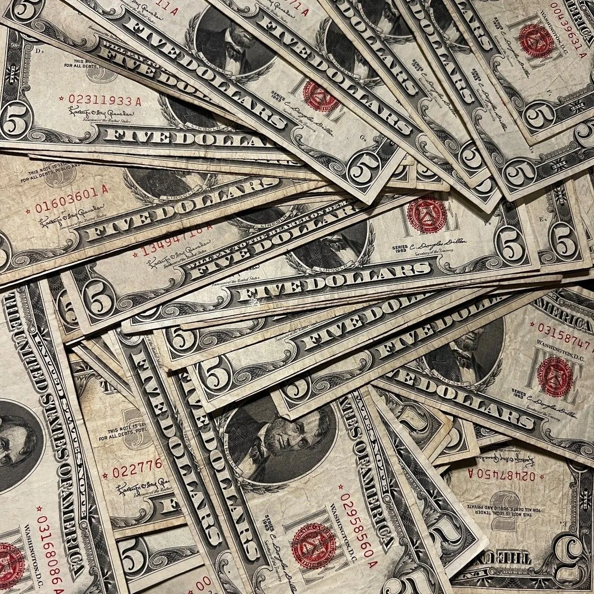 ✯ $5 Red Seal STAR Notes Currency ✯ Old Estate Five Dollar Bill Rare 1953 1963✯