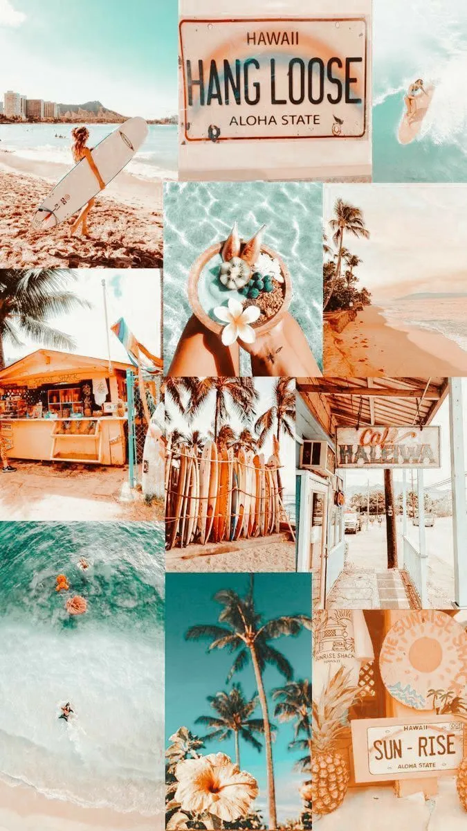 Collage inspo ideas. iphone wallpaper themes, summer wallpaper, beach wall collage