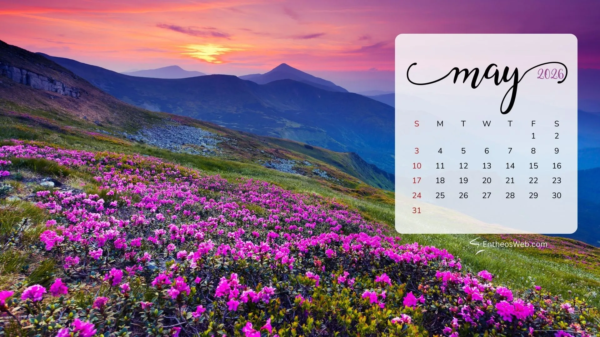 May Desktop Wallpaper Calendars for 2026