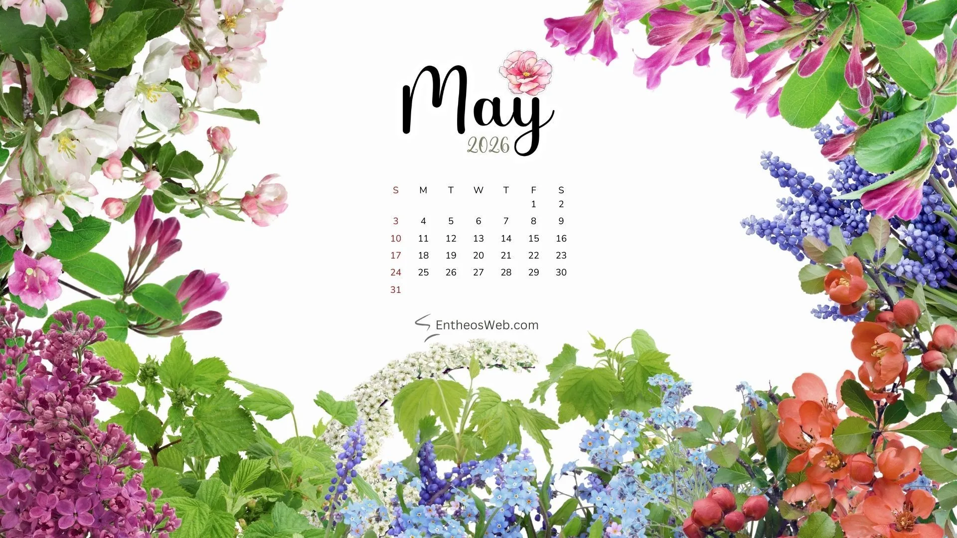 May Desktop Calendar Wallpaper for 2026