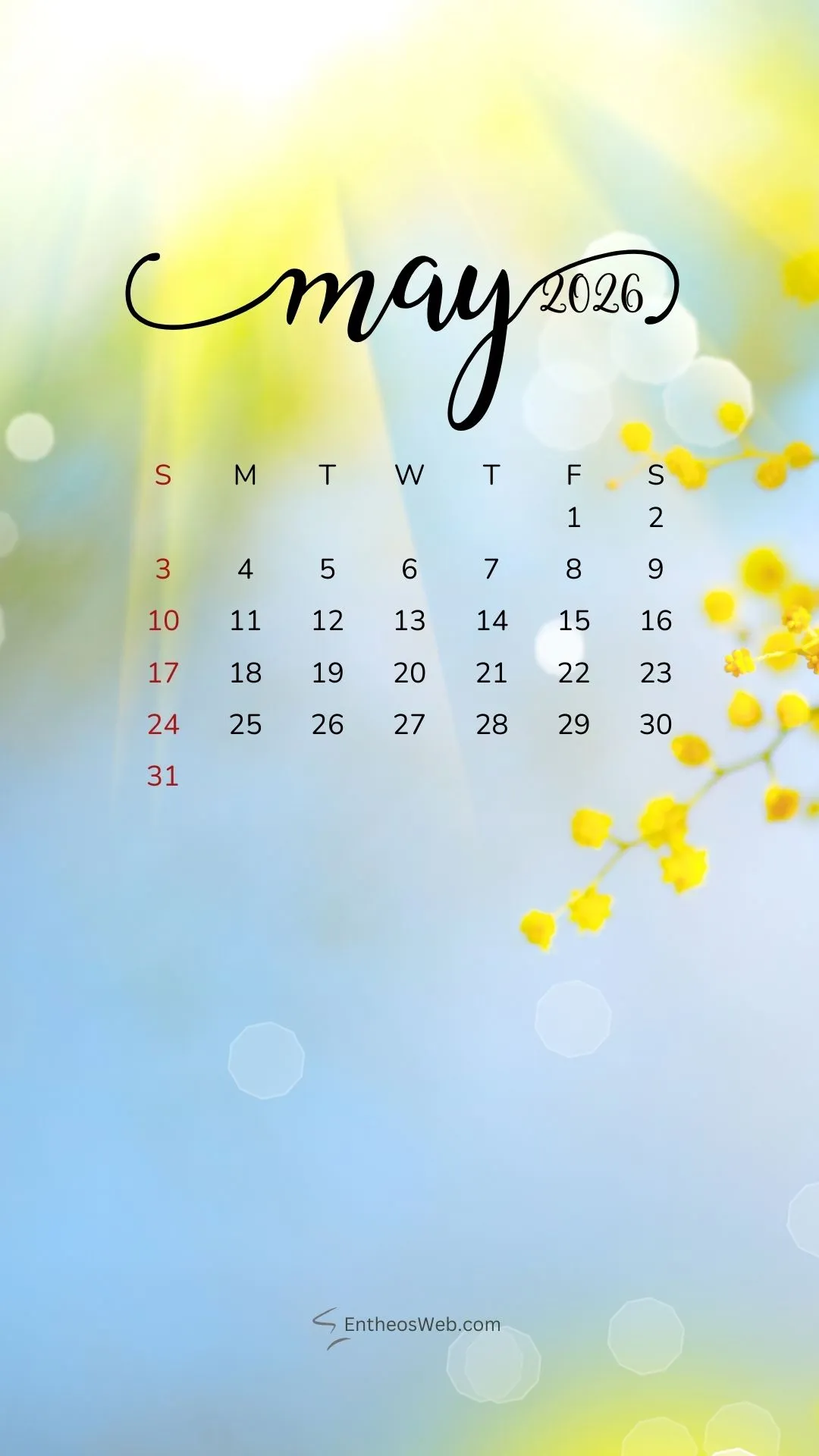 May 2026 Phone Wallpaper Calendar