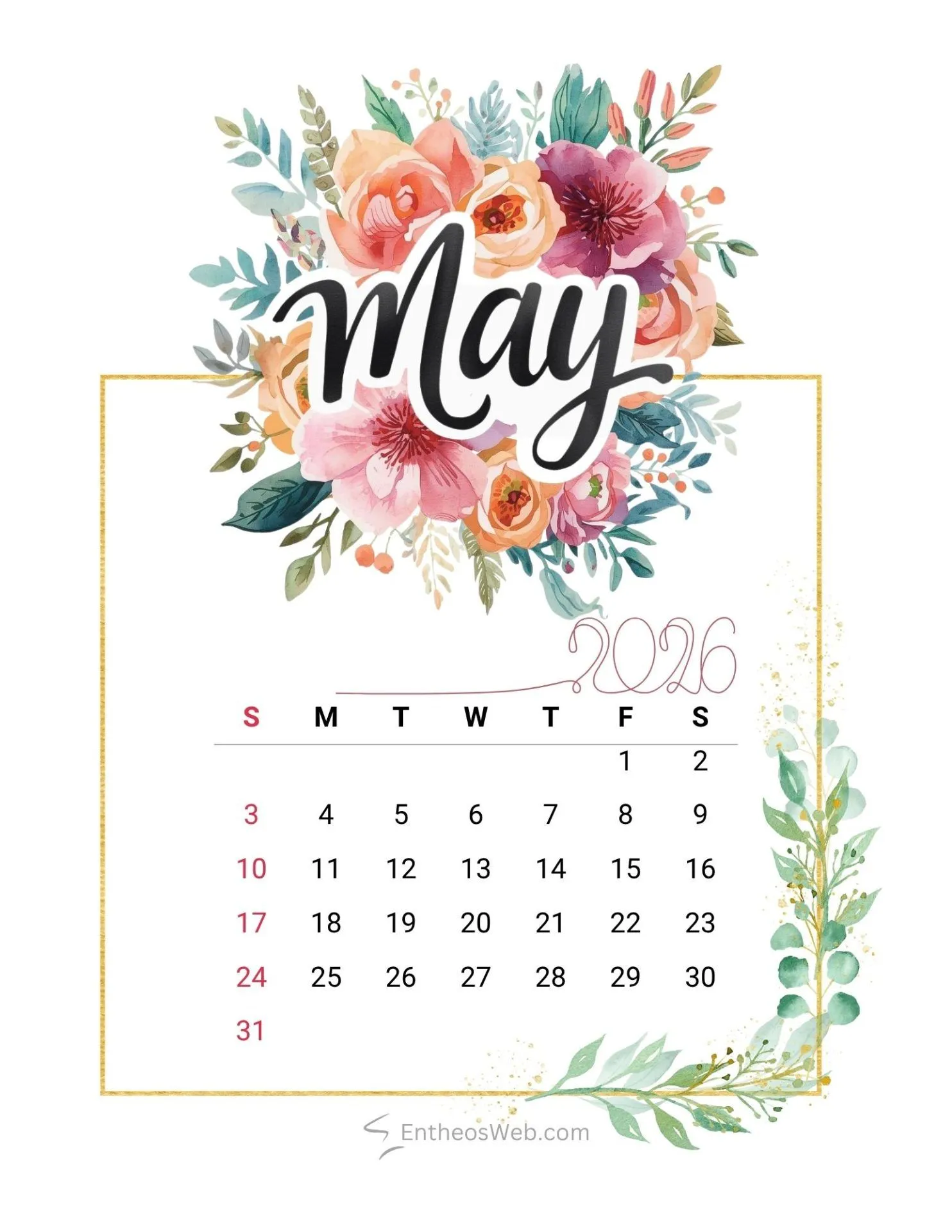 May 2026 Calendar Printables