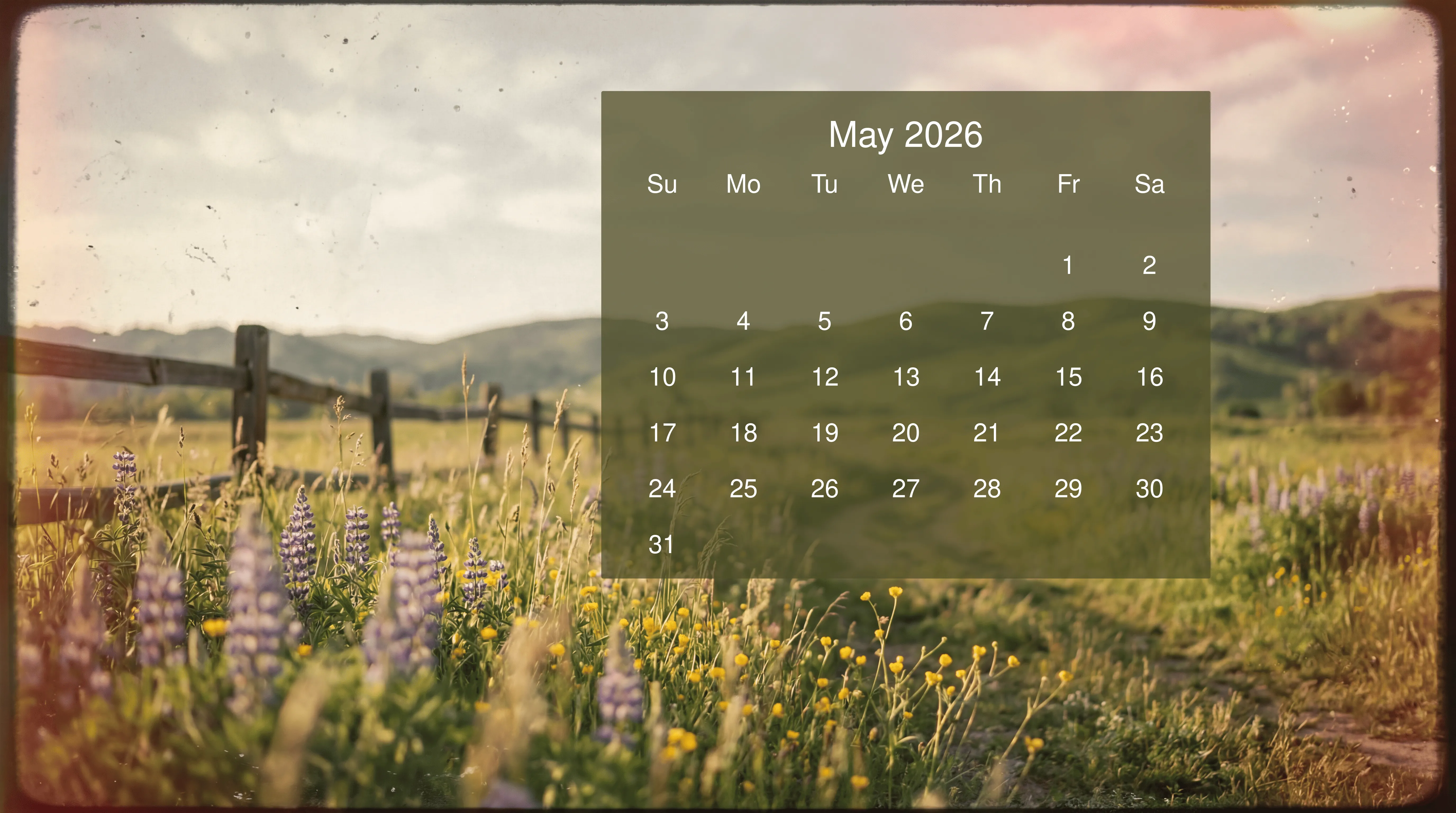 May 2026 5K Ultra HD Calendar