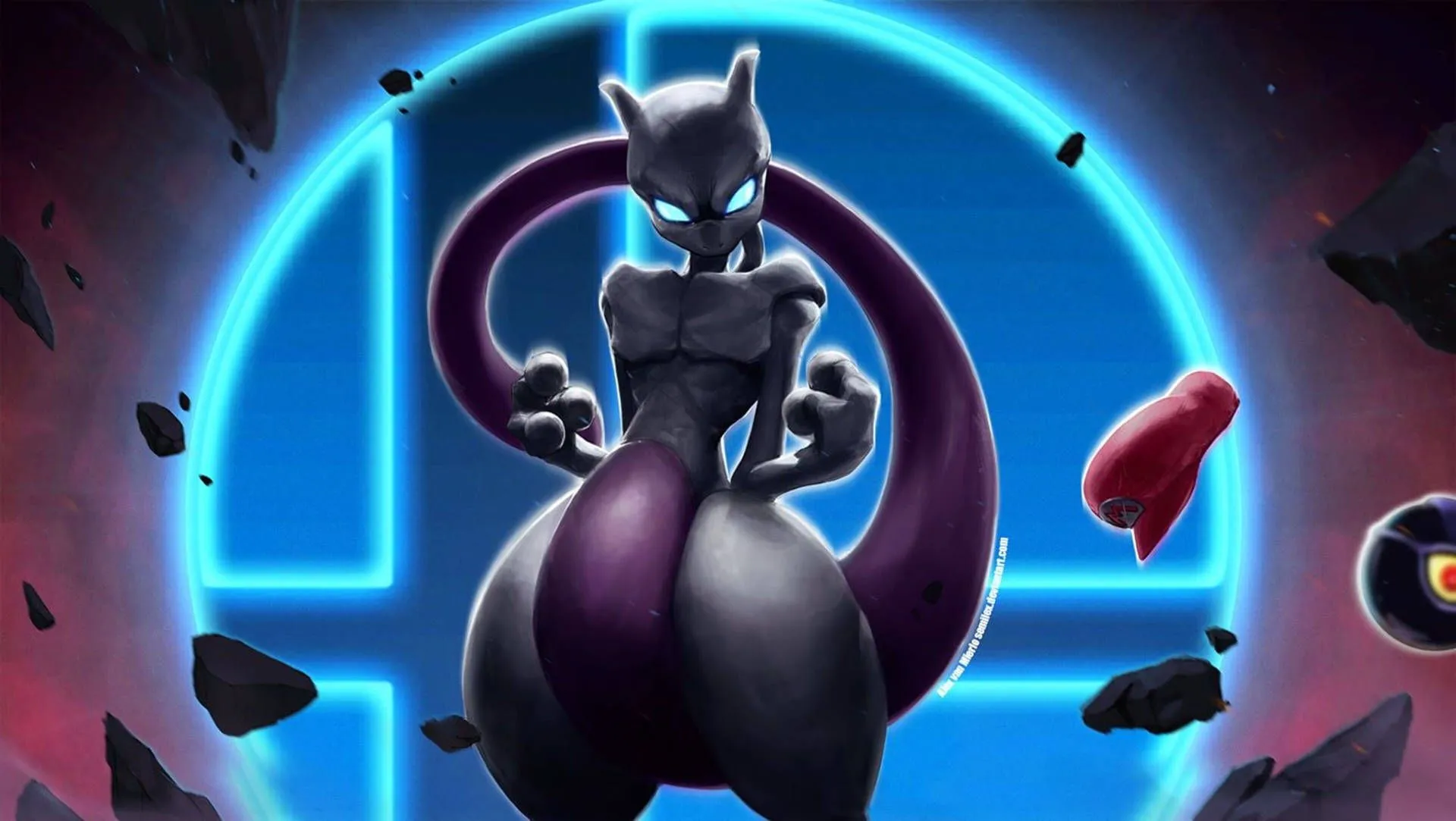 Download Cover your eyes, the mighty Mewtwo is here! Wallpaper