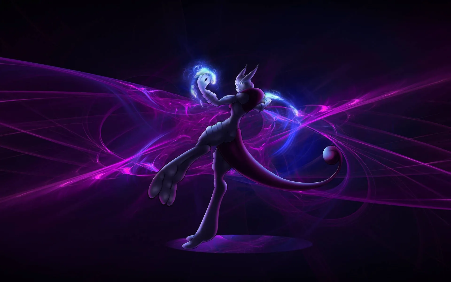 Download Shiny Mewtwo Glowing Hands Wallpaper