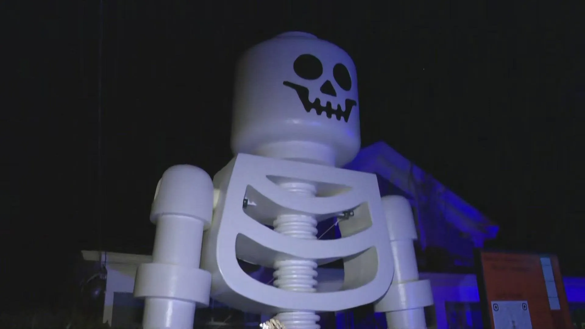 Massive Halloween Display In Olmsted Falls With LEGO Inspired Skeleton Raising Money For Charity