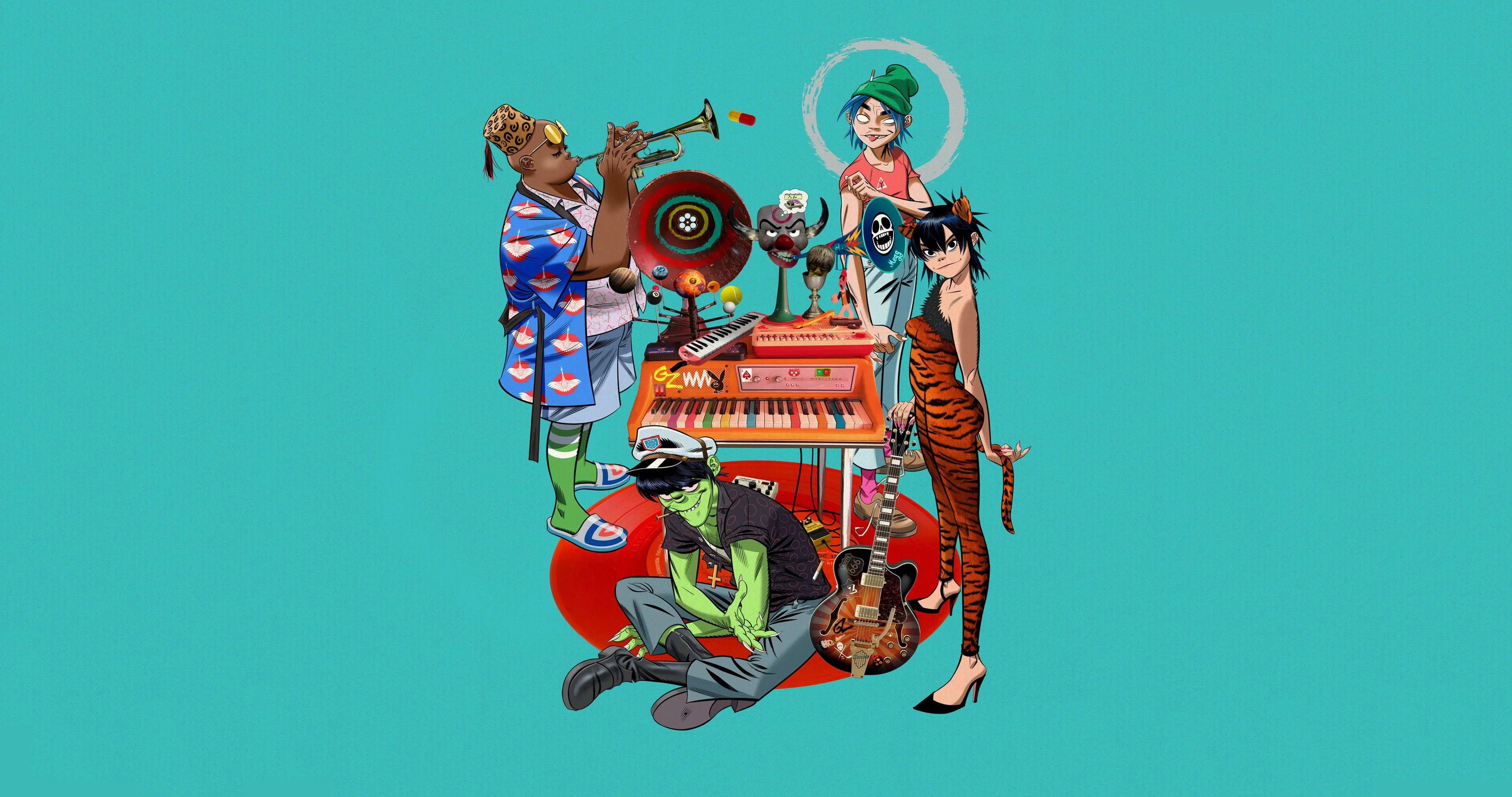 Wallpaper art, electronics, Electronic, hip hop, hip hop, gorillaz, alternative rock, alternative rock for mobile and desktop, section музыка, resolution 4096x2160