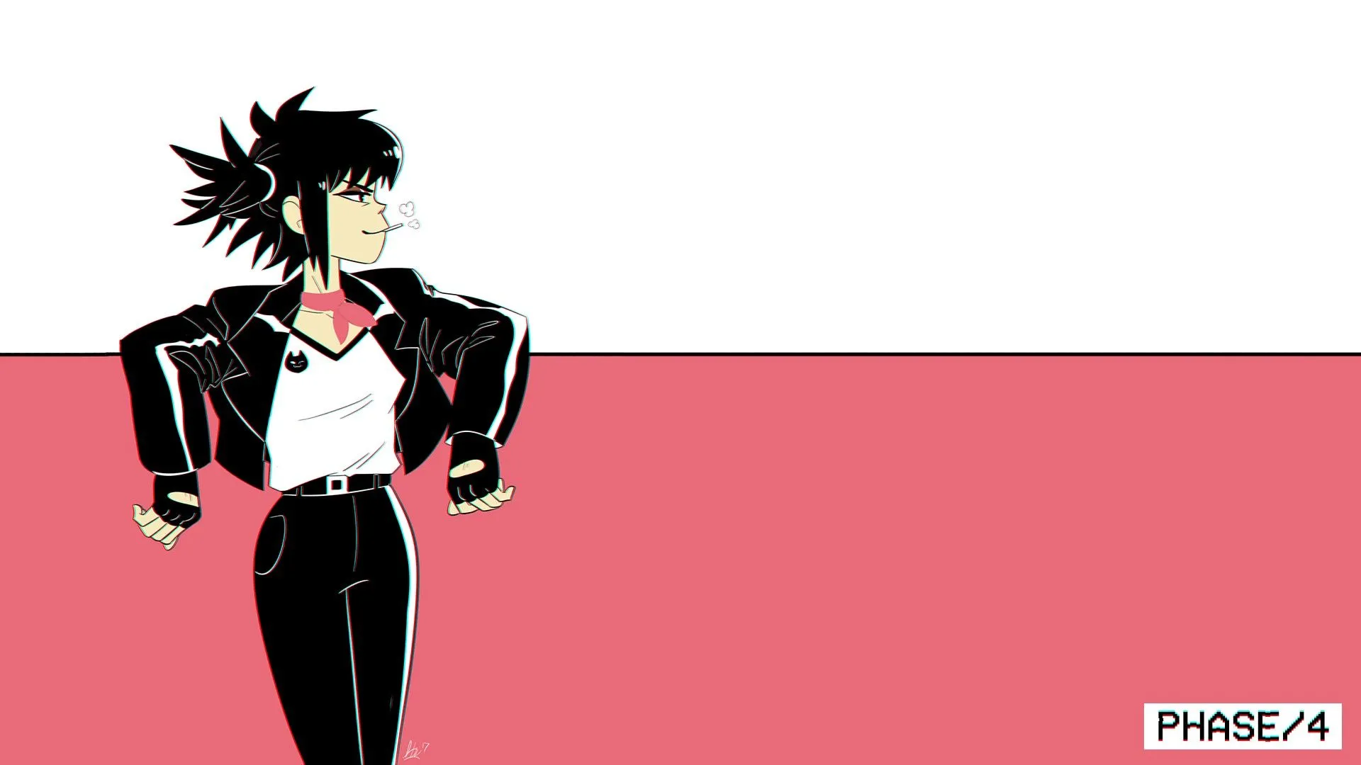 Gorillaz, Noodle, Simple background, Jacket, Fingerless gloves, Smoking Wallpaper HD / Desktop and Mobile Background