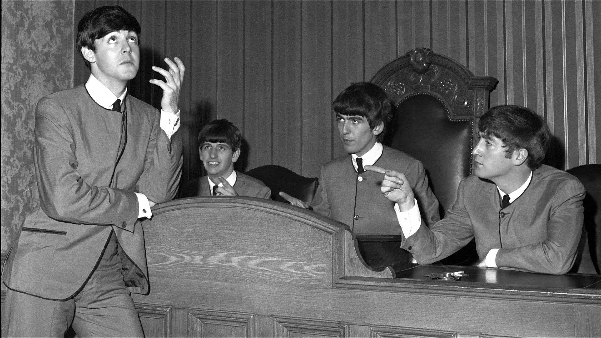 The Beatles In A Courtroom Setting HD Wallpaper