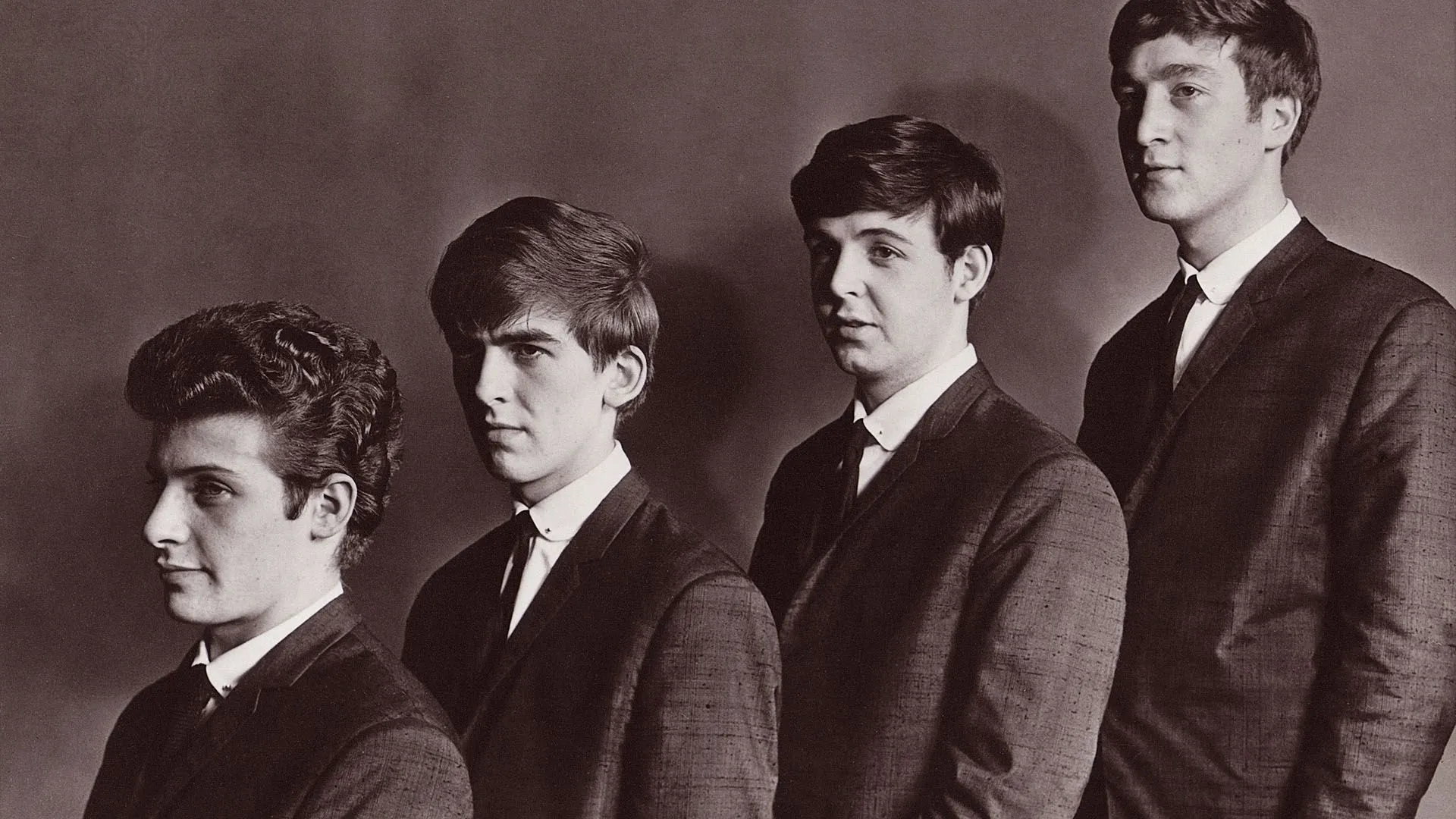 Download Wallpaper 1920x1080 The beatles, Band, Faces, Suits, Ties