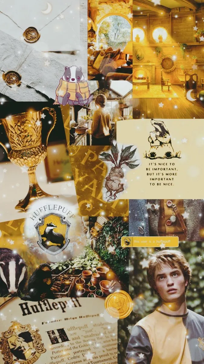 Hufflepuff Hogwarts Aesthetic Collage Background