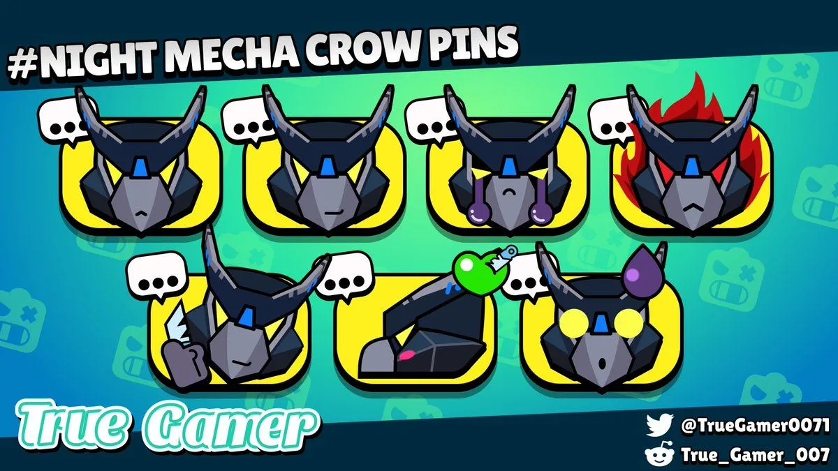 BrawlStars #BrawlerPins #NightMechaCrow “Talk is cheap.” Night Mecha Crow Pins