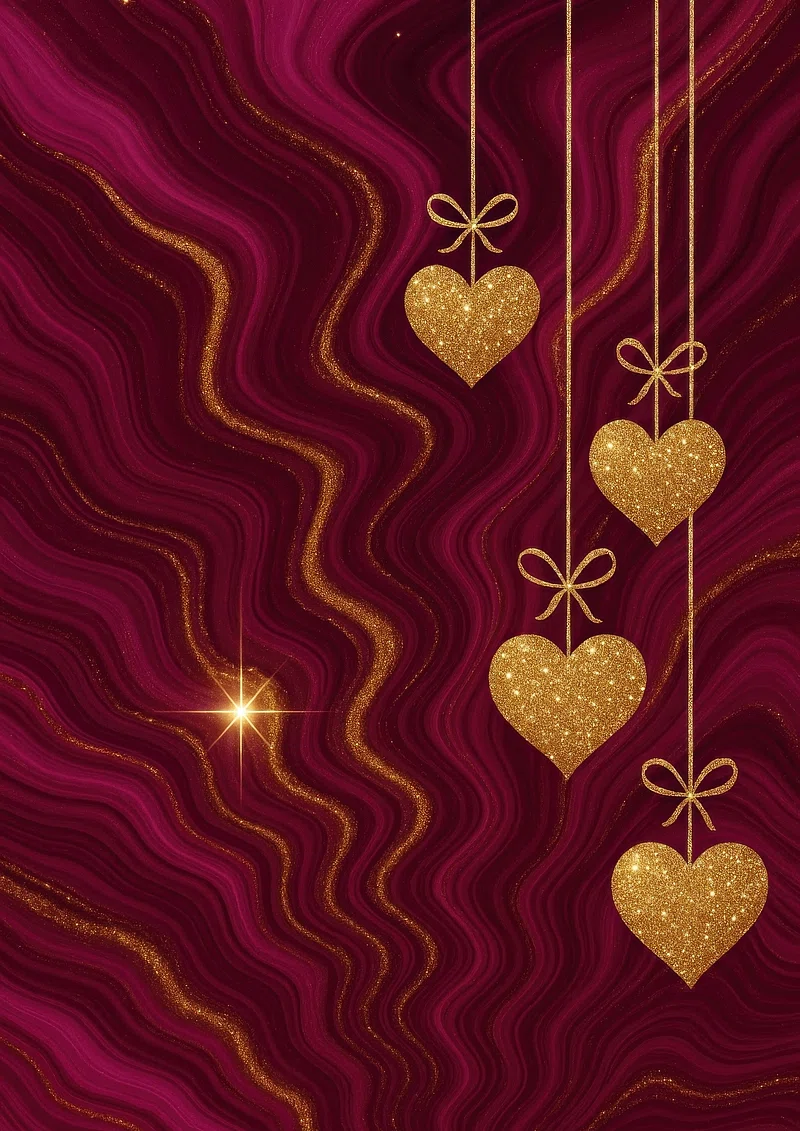 Elegant maroon heart pattern mobile. Free Photo Illustration