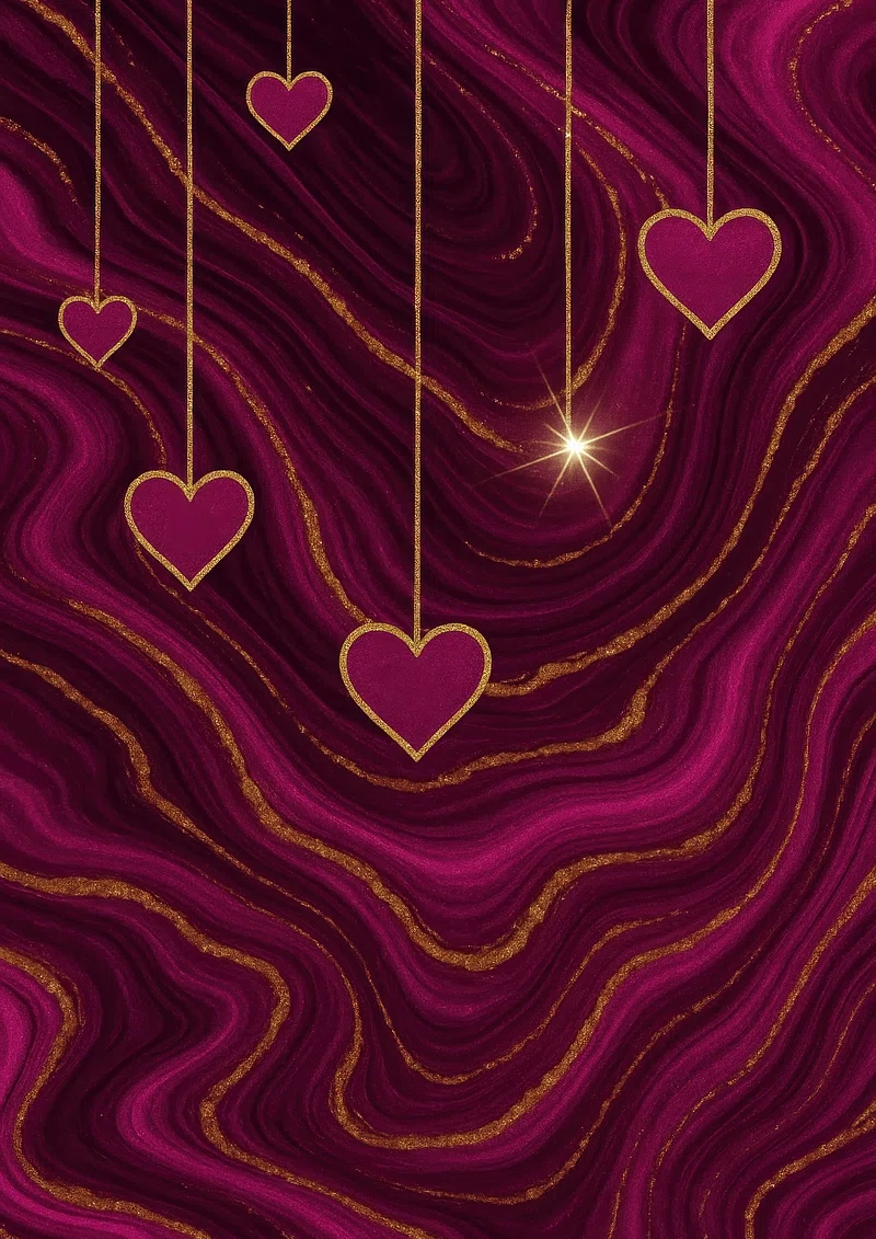 Elegant maroon heart pattern mobile. Free Photo Illustration