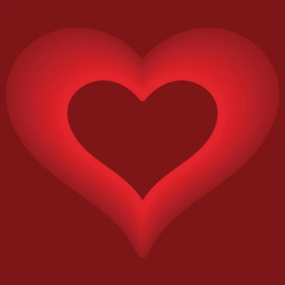 Rounded Heart Shape Isolated Maroon Background Love Symbol