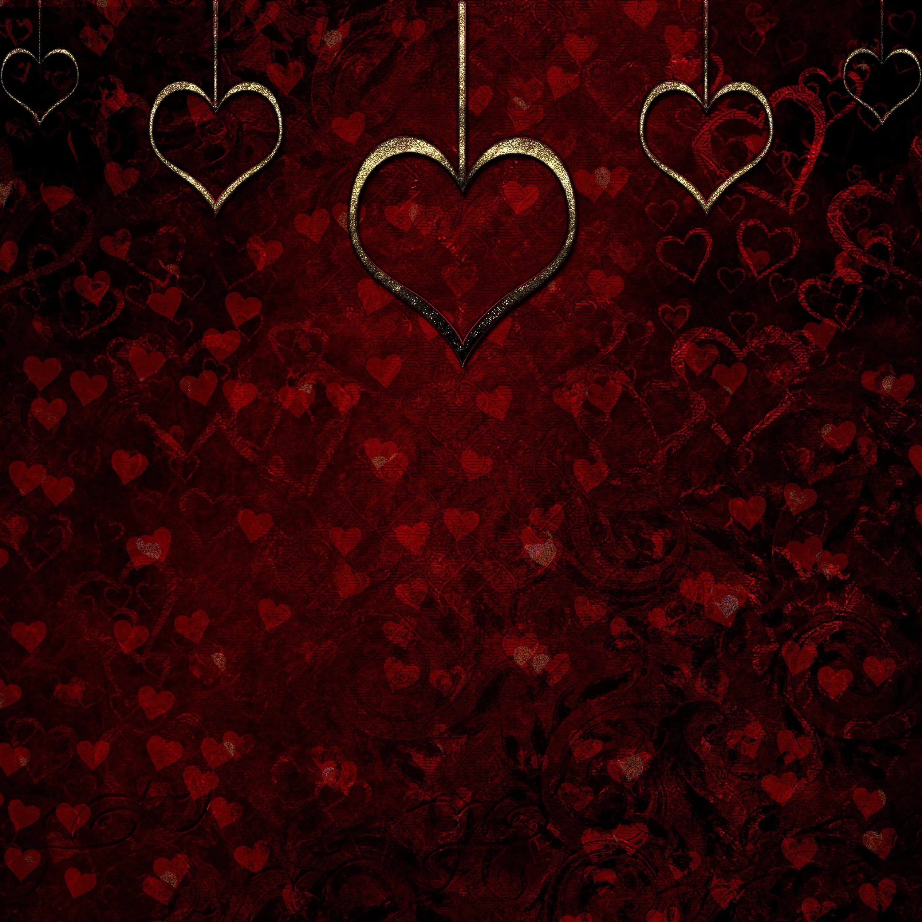 Red hearts, maroon background free image download