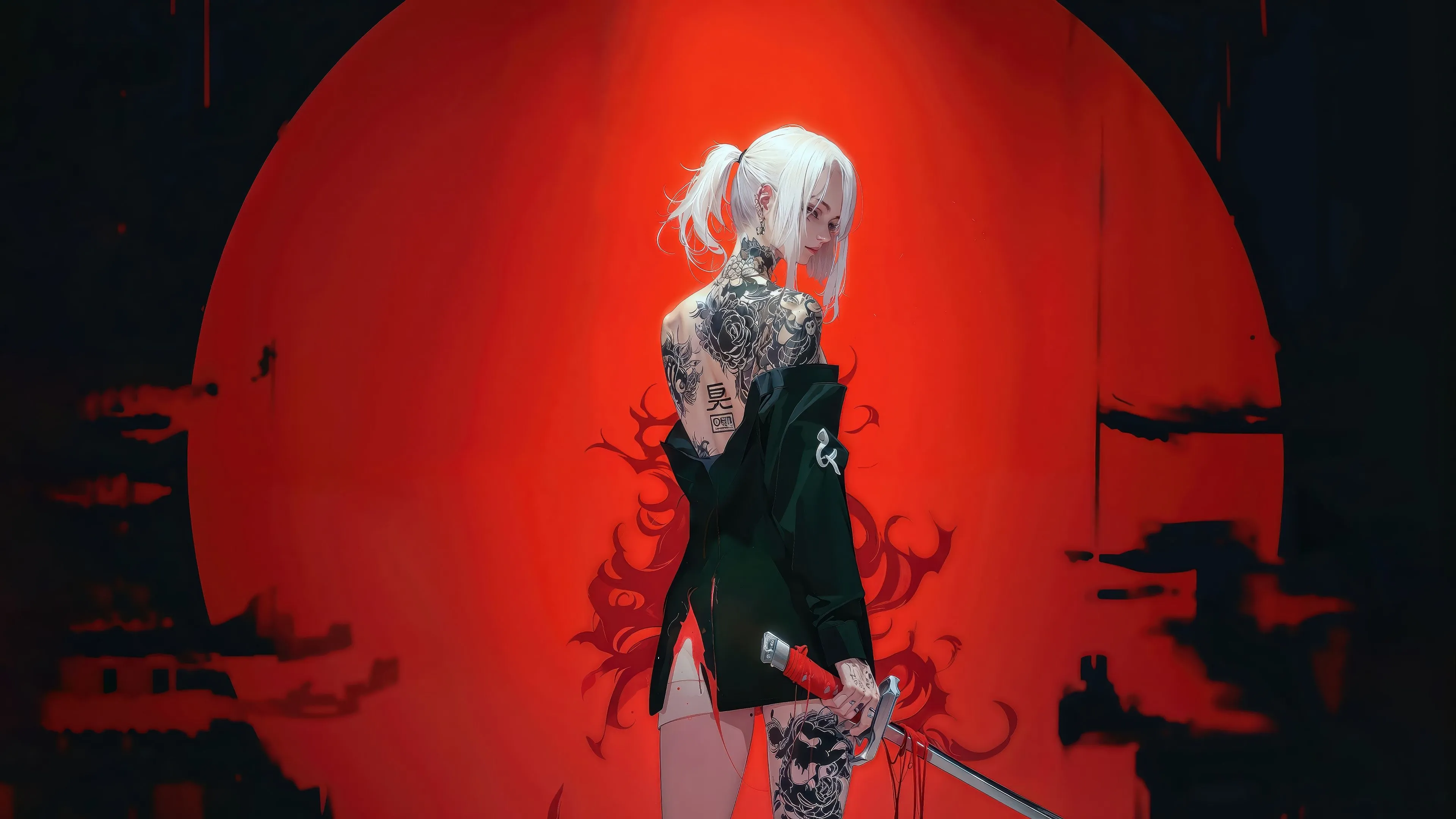 Gothic Samurai in a Fiery Abyss