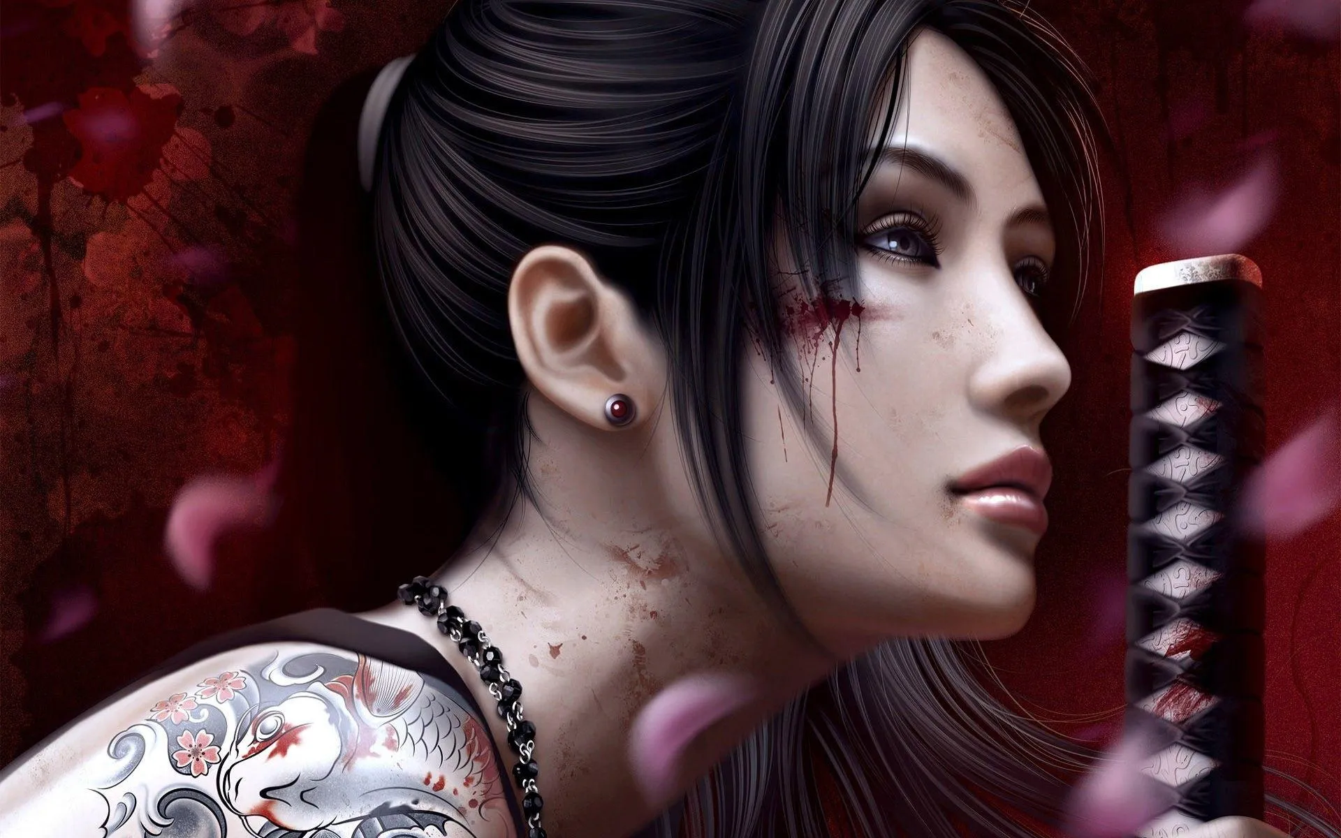 3D Samurai Girl Wallpaper