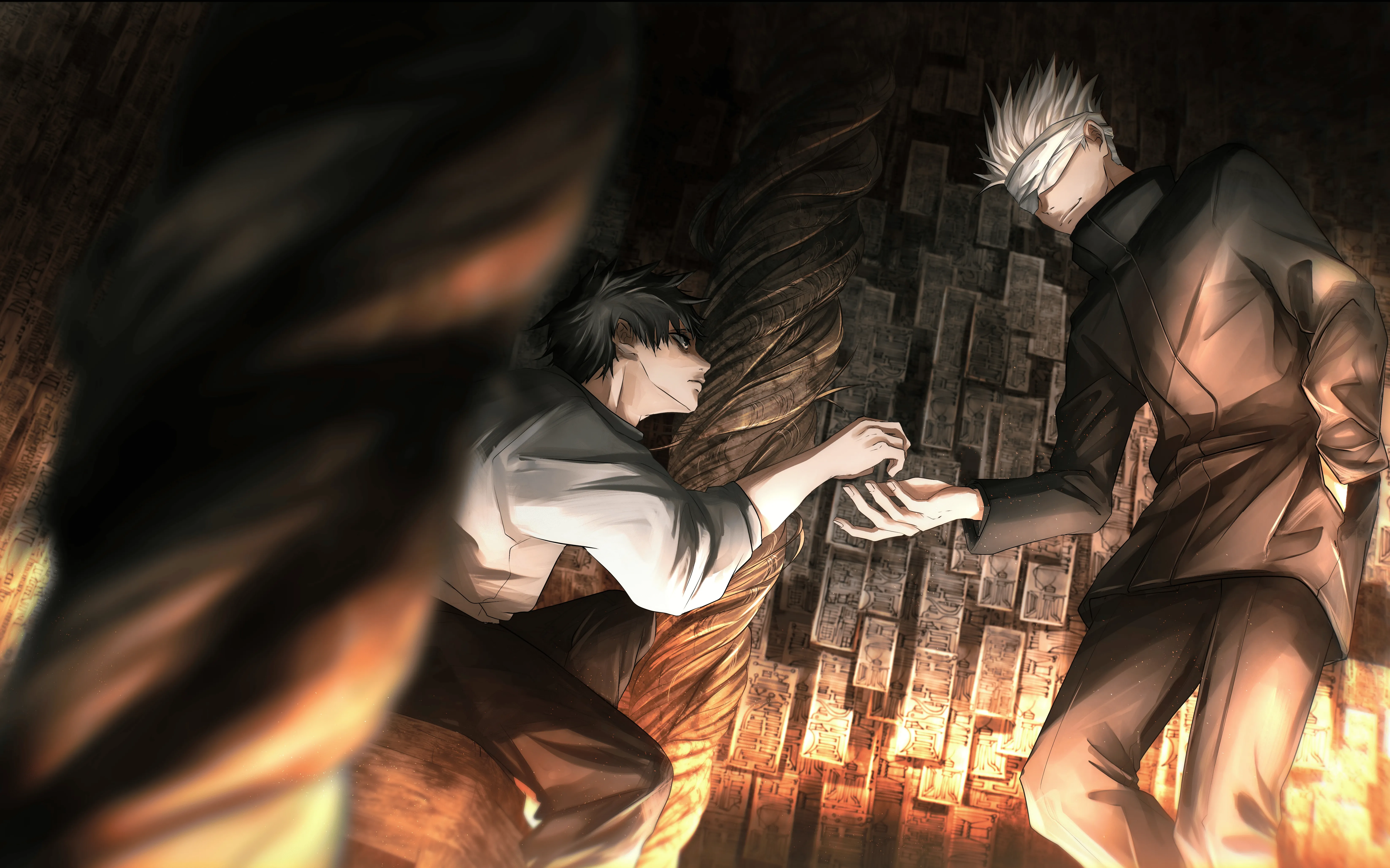 Jujutsu Kaisen 4K: Yuta Okkotsu & Satoru Gojo Epic Encounter Wallpaper by 光鶴x4115
