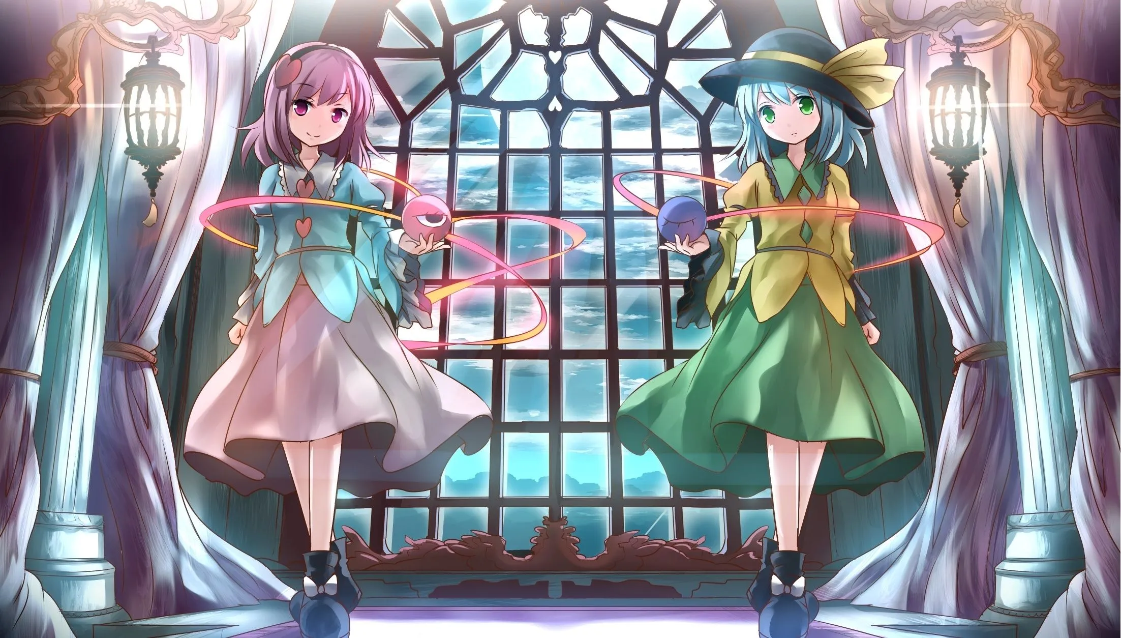 Wallpaper touhou, Komeiji Satori, Risuta an, Komeiji Koishi for mobile and desktop, section аниме, resolution 2205x1254