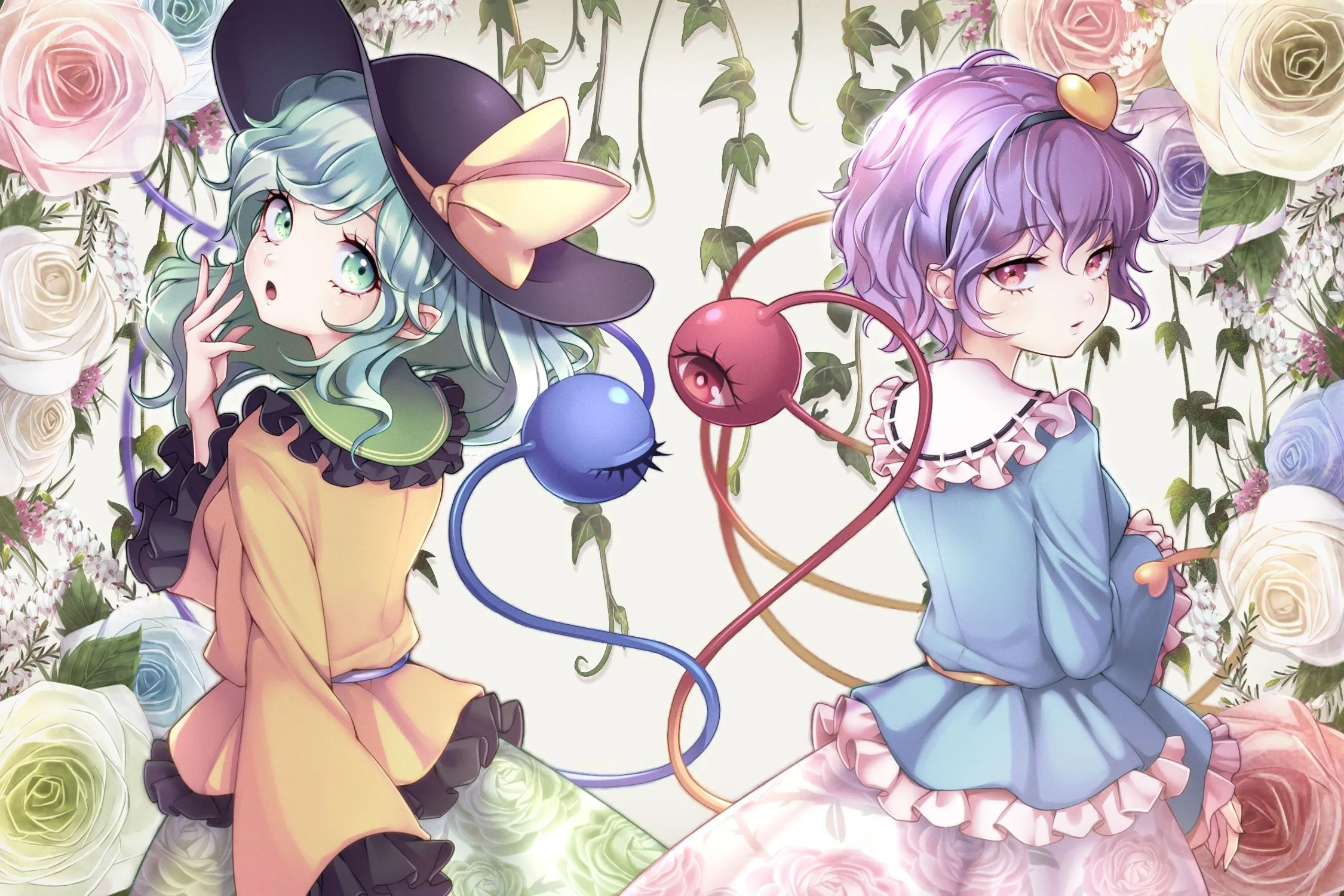 Wallpaper touhou, Komeiji Satori, Komeiji Koishi, wikumi for mobile and desktop, section прочее, resolution 2250x1500