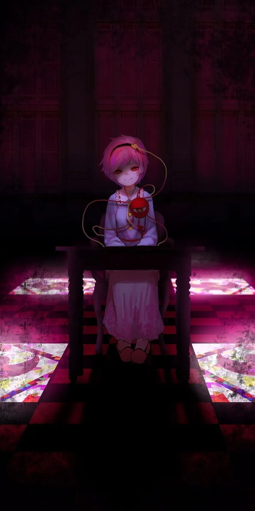 Komeiji Satori, Creepy Smiling, Touhou, 1080x2160 HD phone wallpaper