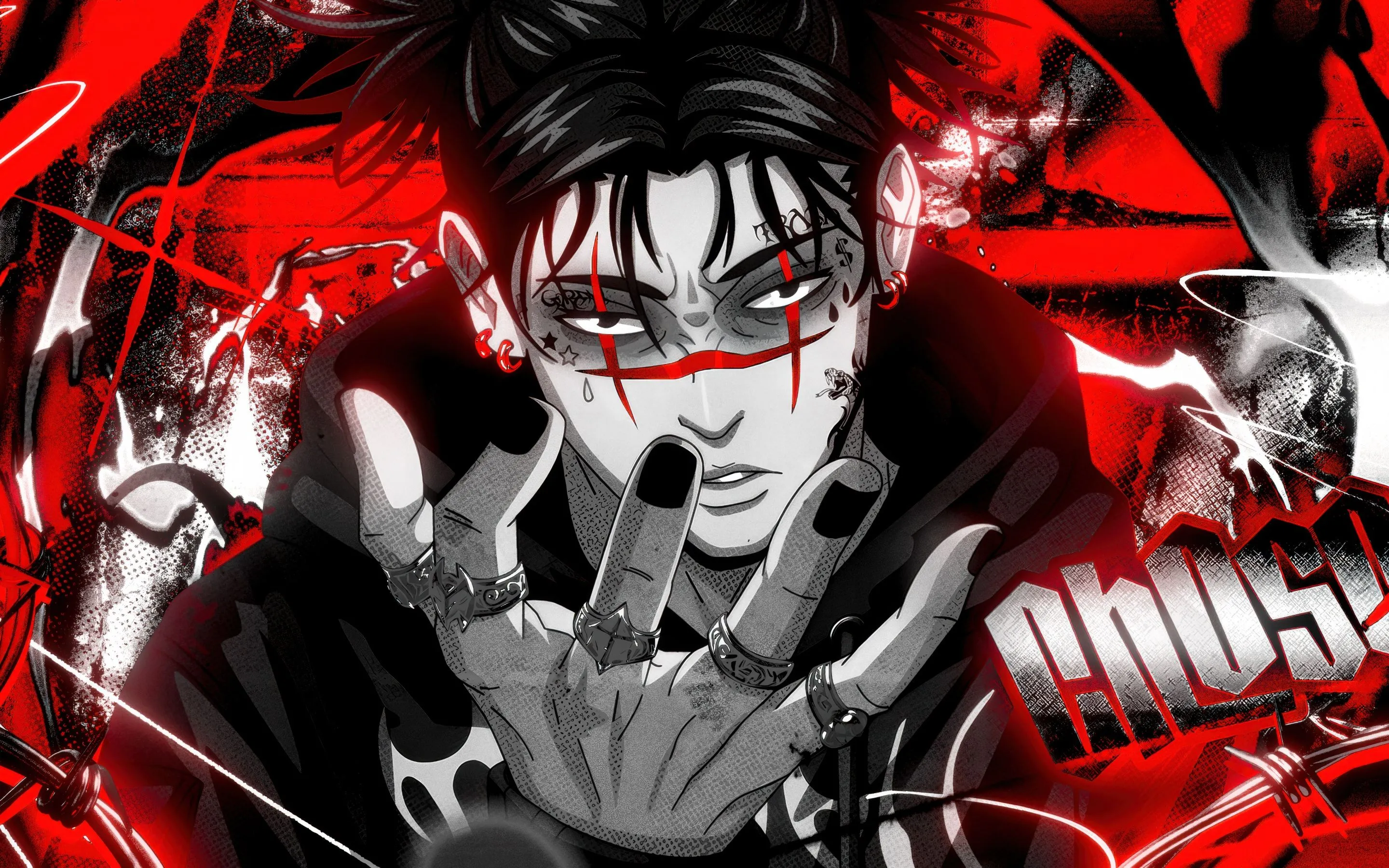 Choso Wallpaper 4K, Red aesthetic, Jujutsu Kaisen, 5K