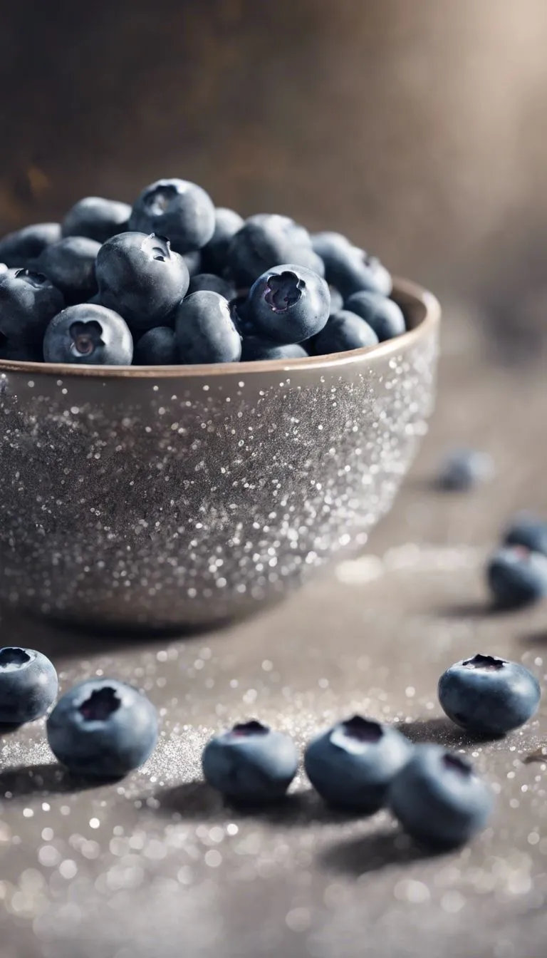 A bowl of juicy blueberries dusted with lovely gray glitter. Wallpaper [56640fe20e824d97a674]