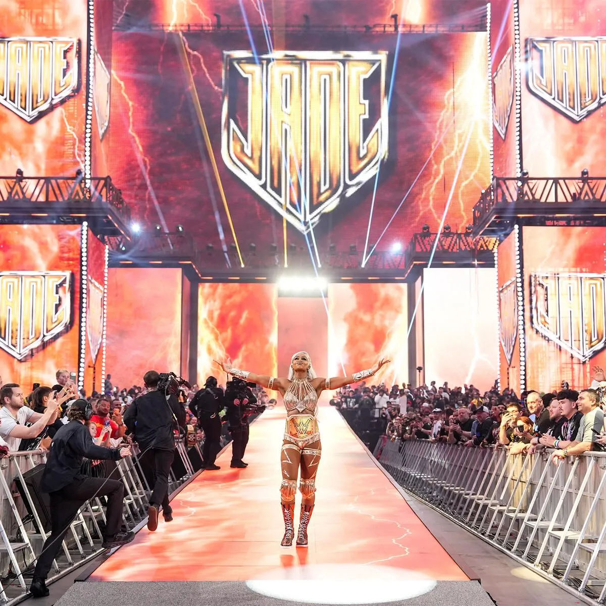 Jade Cargill vs. Rhea Ripley. WWE Women's Title Match: photoWWE