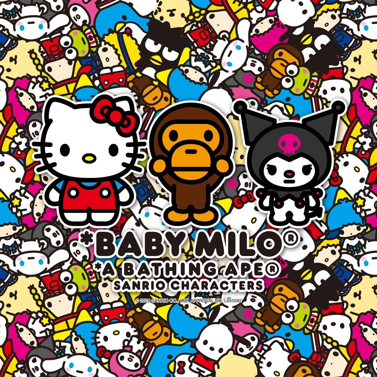 In Celebration Of The 25th Anniversary Of A BATHING APE®'s Iconic Mascot, BABY MILO®, A Special Collaboration Collection With SANRIO Will Be Launched. The Range Includes Men's, Ladies', And Kids' White T Shirts
