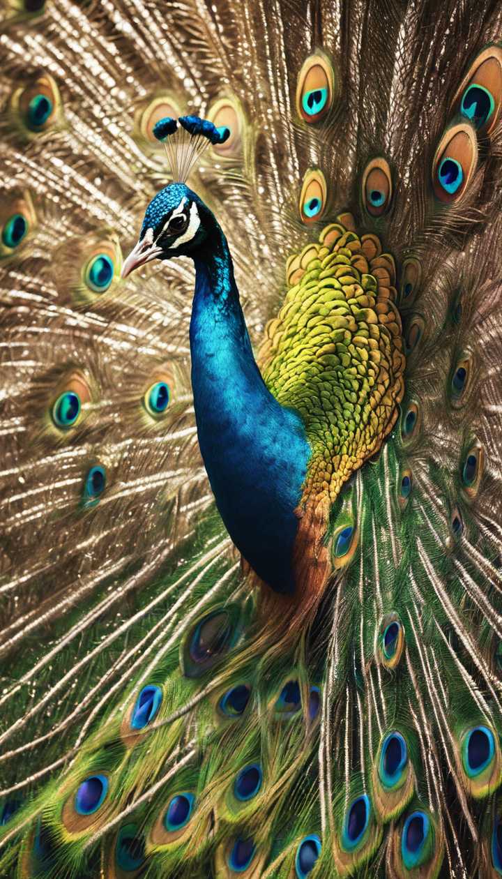 An Enchanting Peacock Mid Dance, Displaying Its Iridescent Plumage In A Bright Sunny Day. Wallpaper [6db5625c8f1e4f1cae97] By Wallpaper HD
