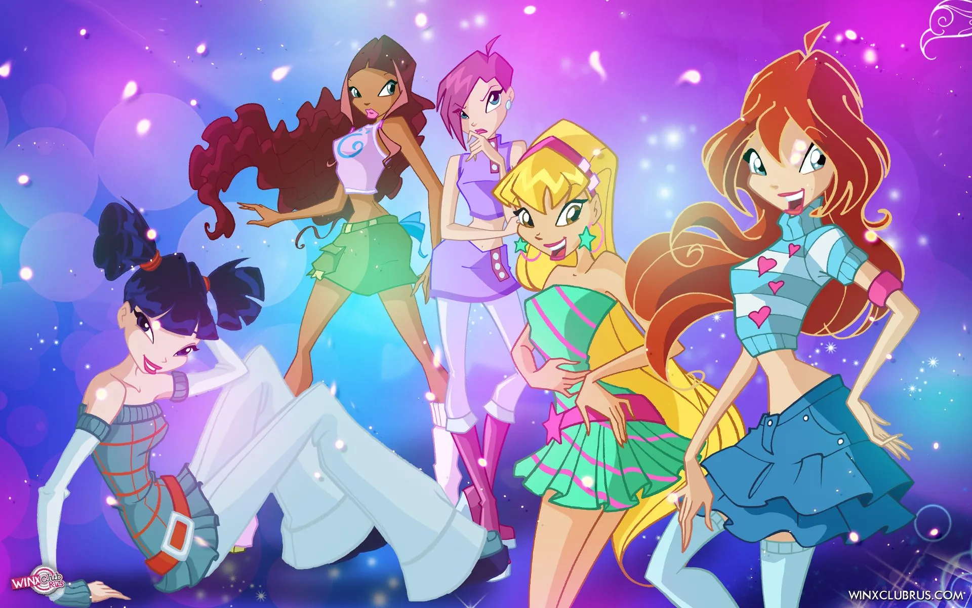 Winx Club new bright and colorful wallpaper with lots of transformations and styles