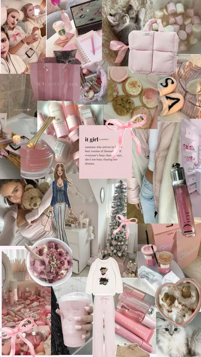 This Cute pink clean girl collage is perfect for a background of insparations have fun!