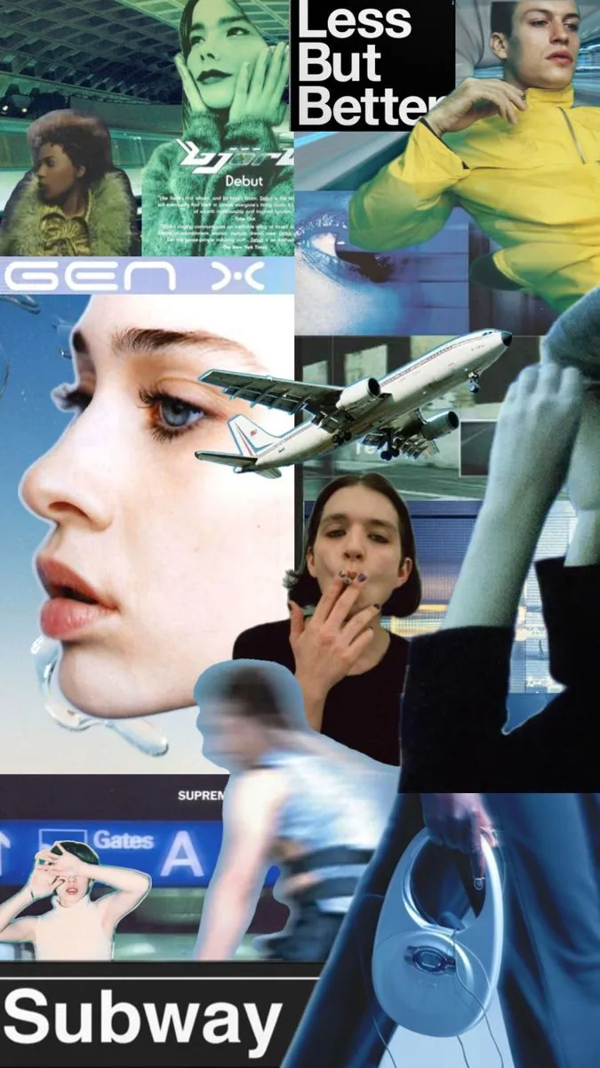 gen x soft club aesthetics, futuristic minimalism, lounge club music, y2k, airports, public transit