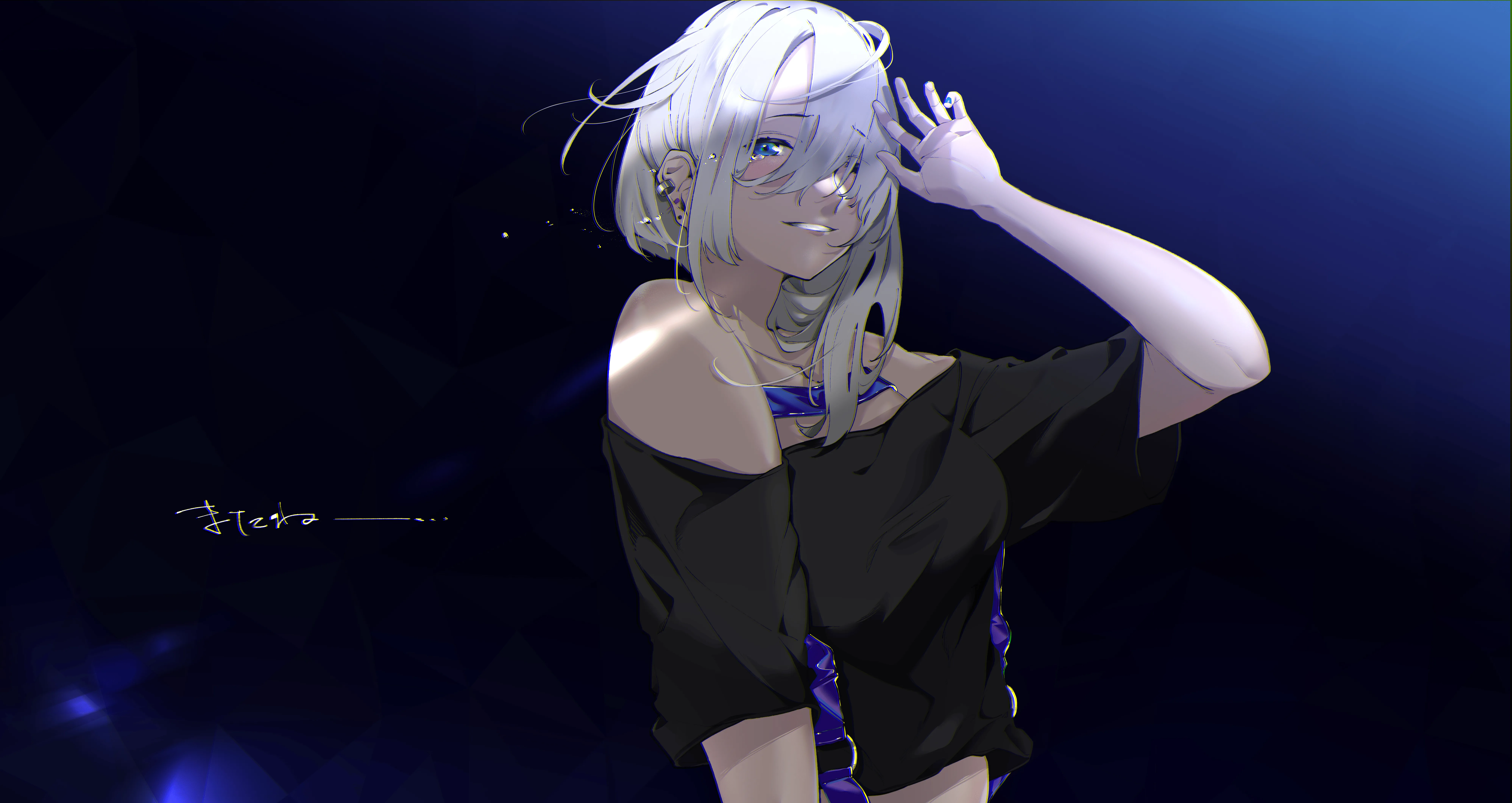 4K Ultra HD Anime Girl with White Hair and Blue Eyes Wallpaper by 綺月さいx4241