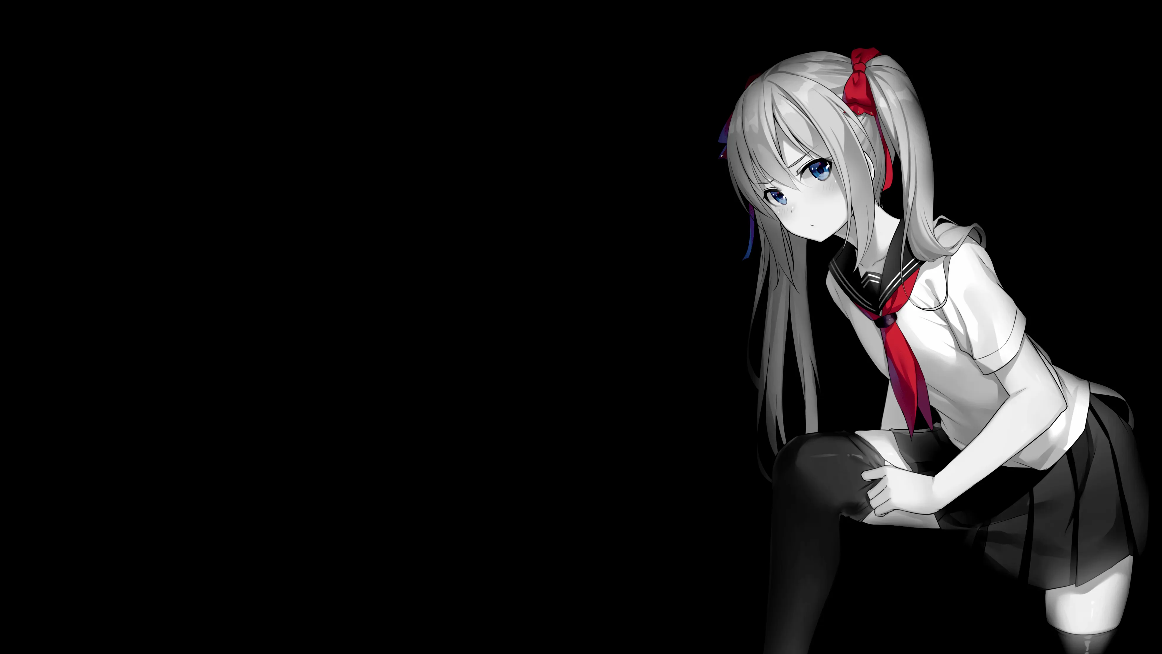 4K Anime Girl In School Uniform With Twintails HD Wallpaper