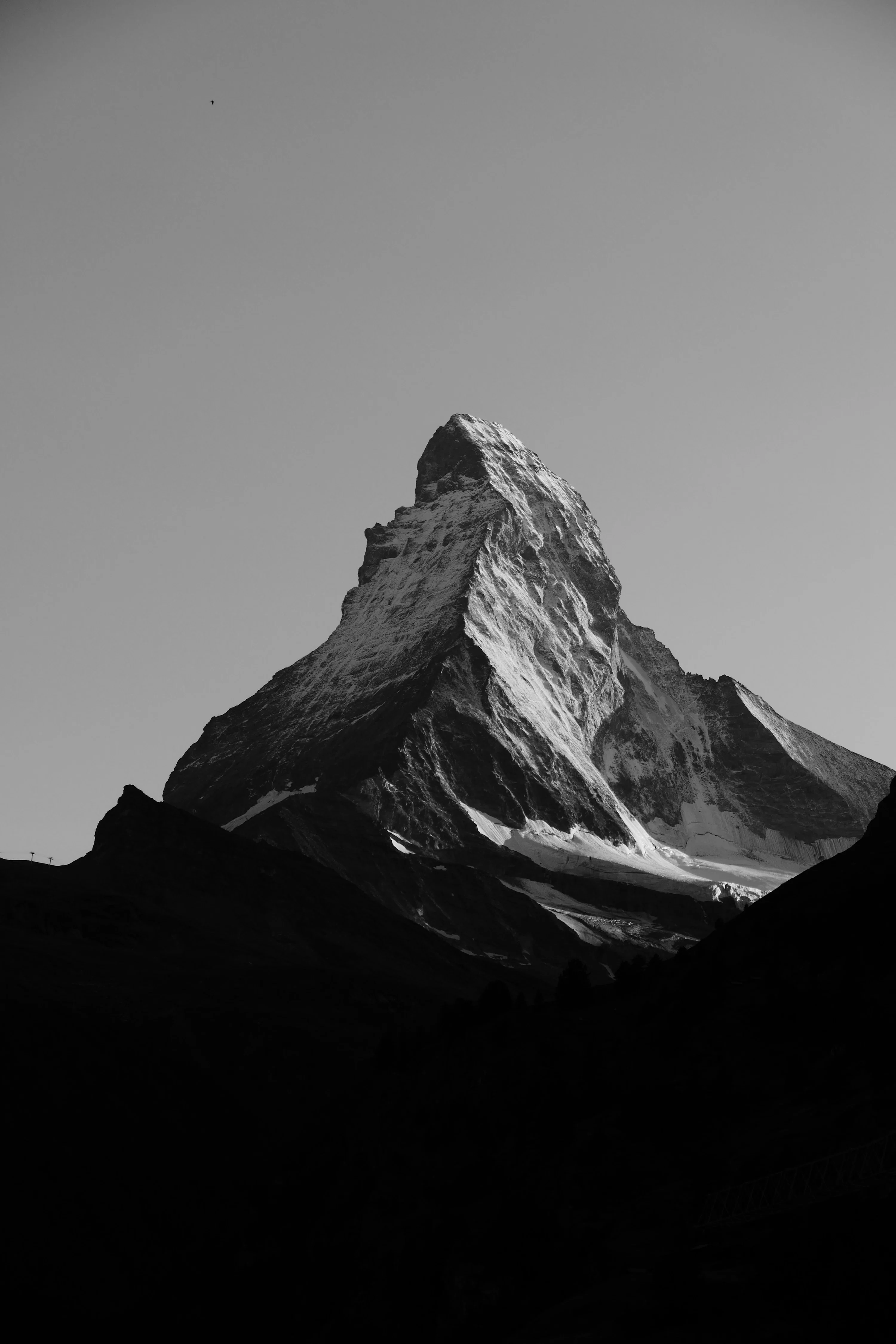 A black and white photo of a mountain photo