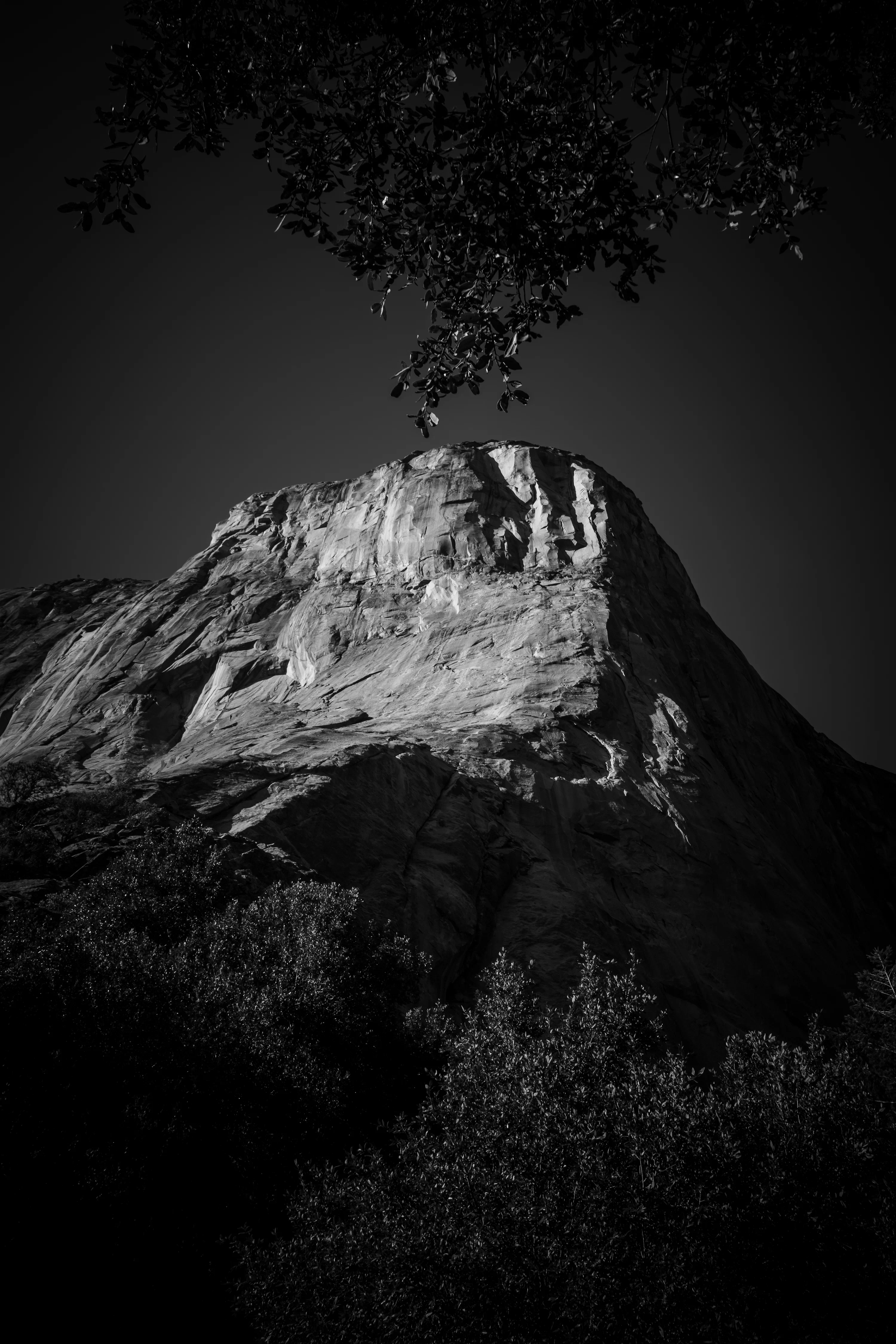 A black and white photo of a mountain photo