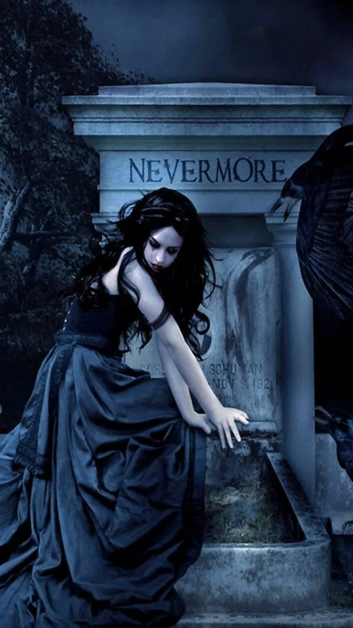 Phone wallpaper: Gothic, Raven, Grave, Dark 1211206
