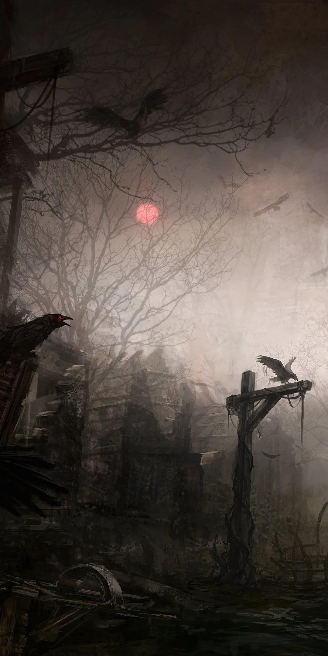 Download Raven Gothic Dark Town Video Game Diablo III Dark Gaming Phone Wallpaper