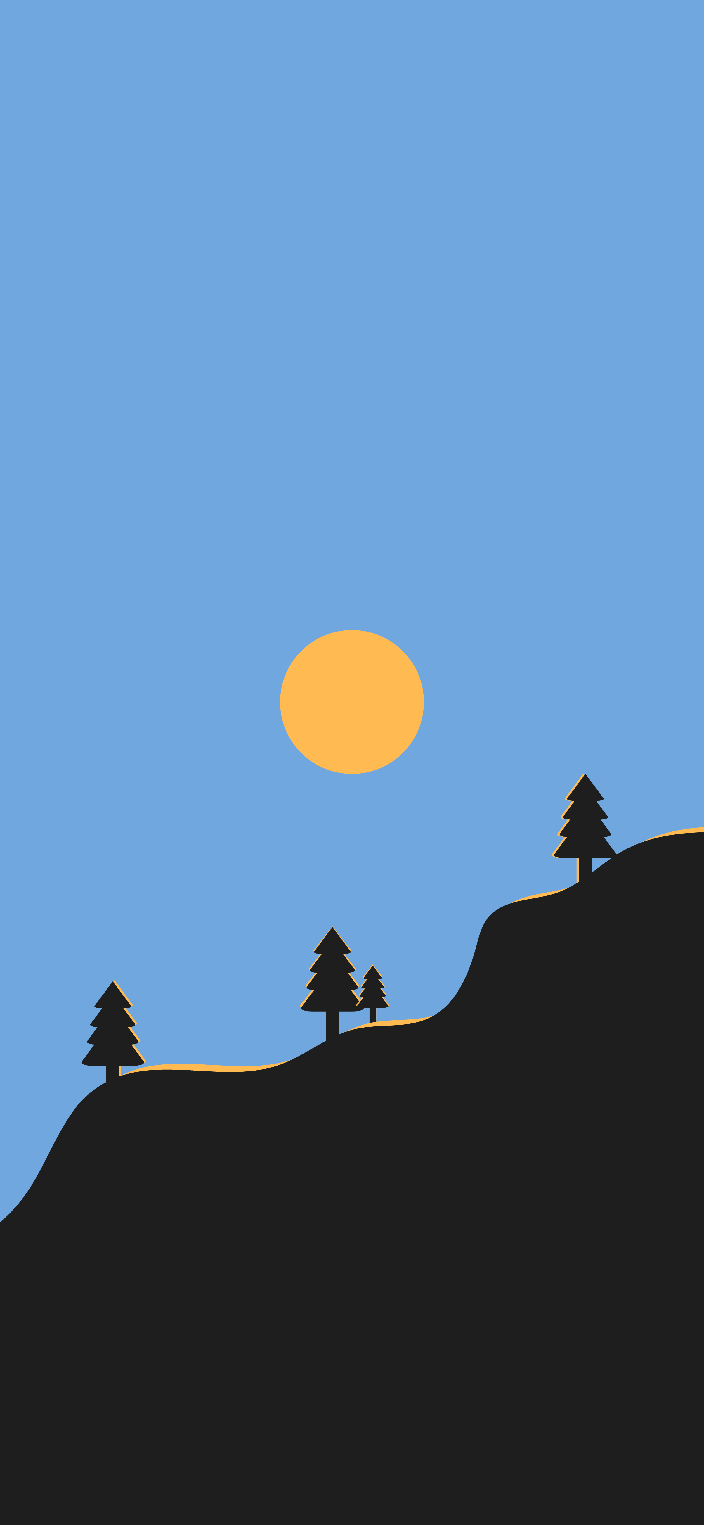 Wallpaper Minimalist Phone, Moon, Natural Landscape, Woody Plant, Slope, Background Free Image